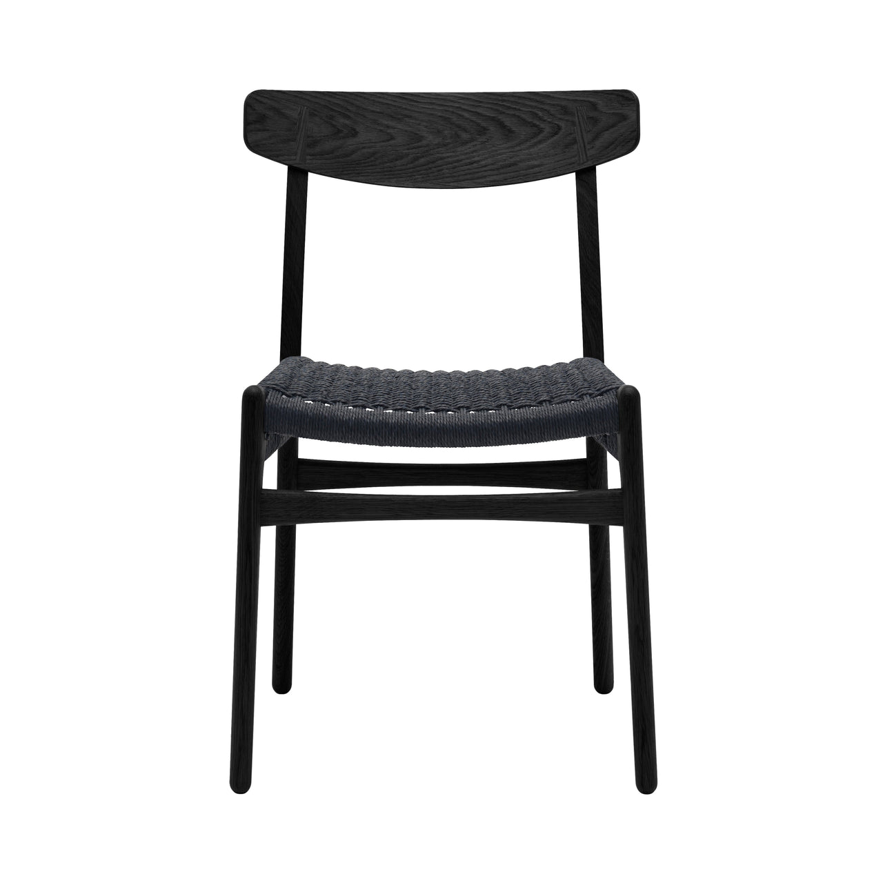 CH23 Dining Chair: Black + Black Oak + Without Cushion