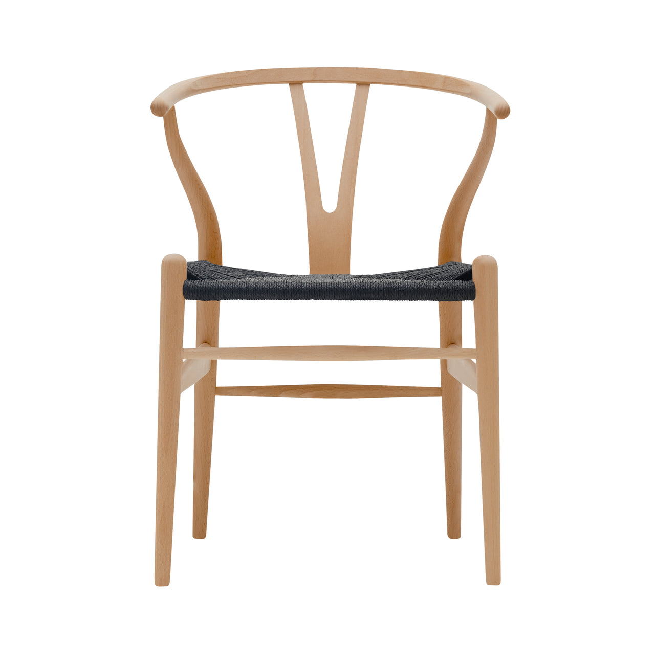 CH24 Wishbone Chair: Black + Lacquered Beech