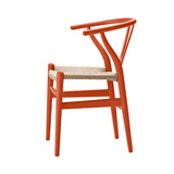CH24 Wishbone Chair: Natural + Orange Red Beech
