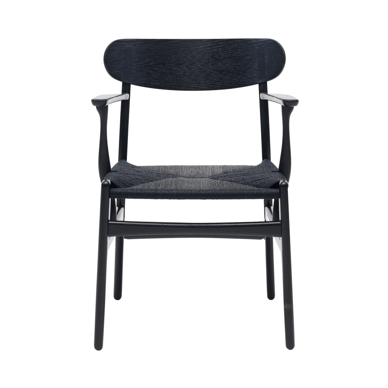 CH26 Dining Chair: Black + Black Oak + Without Cushion