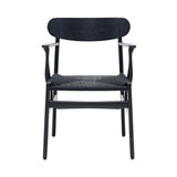 CH26 Dining Chair: Black + Black Oak + Without Cushion