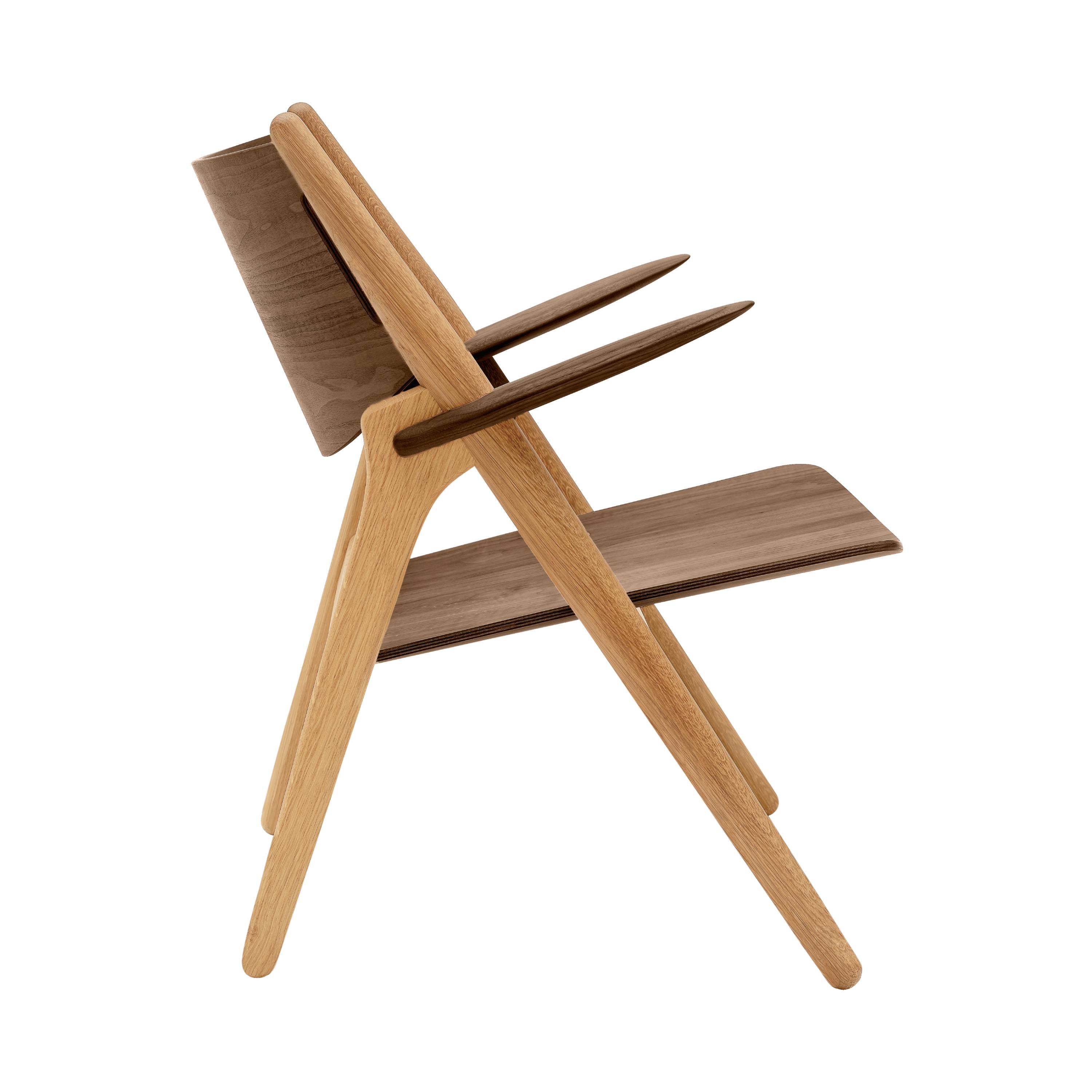 CH28T Lounge Chair: Oiled Oak + Walnut