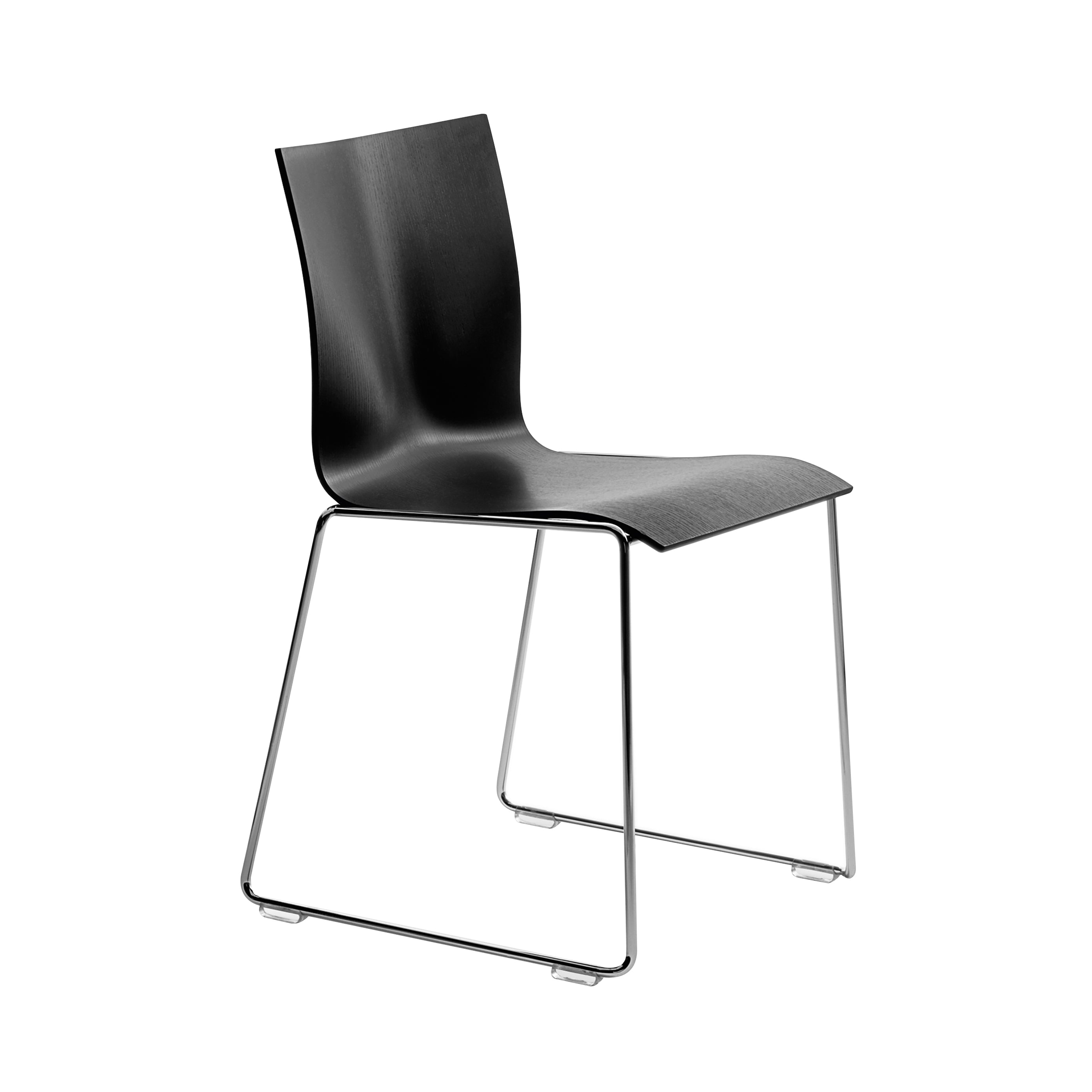 Chairik 107 Chair: Sled Base + Plastic + Black + Polished Chrome