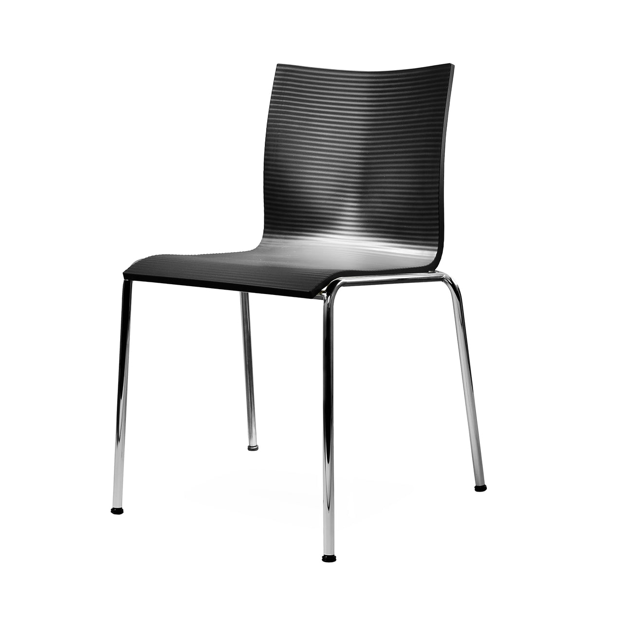 Chairik XL 121 Chair: 4-Legs + Black + Polished Chrome