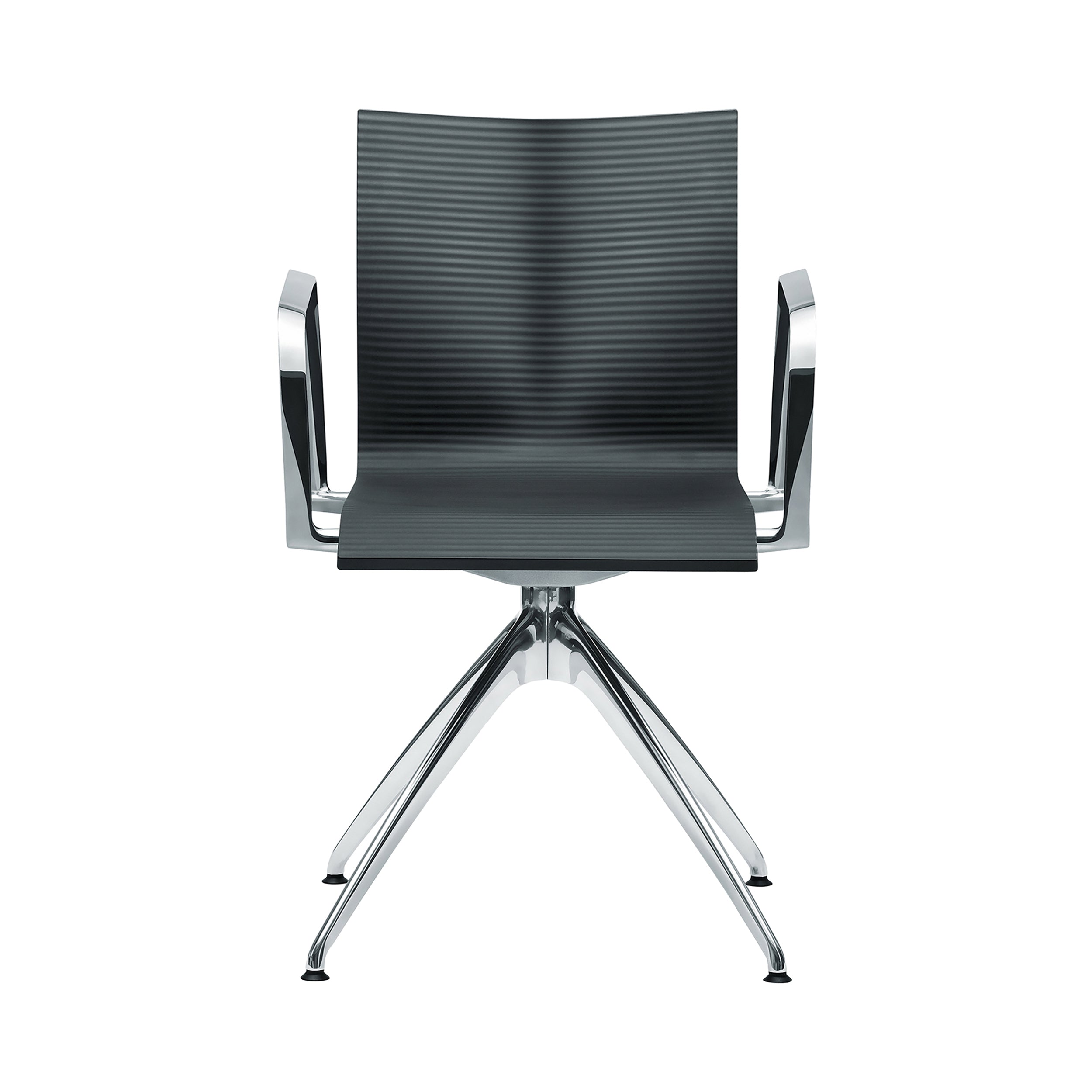 Chairik XL 137 Armchair: 4-Star Base + Black Plastic + Aluminium
