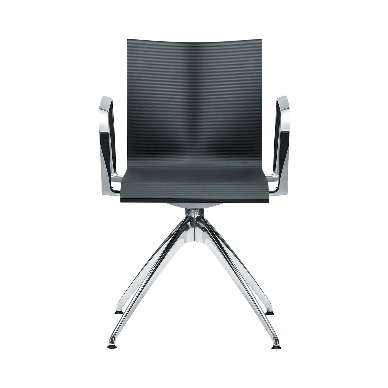 Chairik XL 137 Armchair: 4-Star Base + Black Plastic + Aluminium