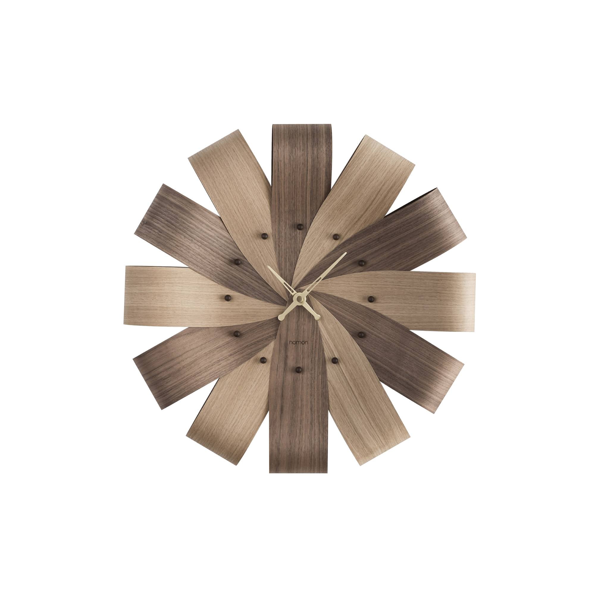 Ciclo Clock: Oak + Walnut + Polished Brass + Walnut