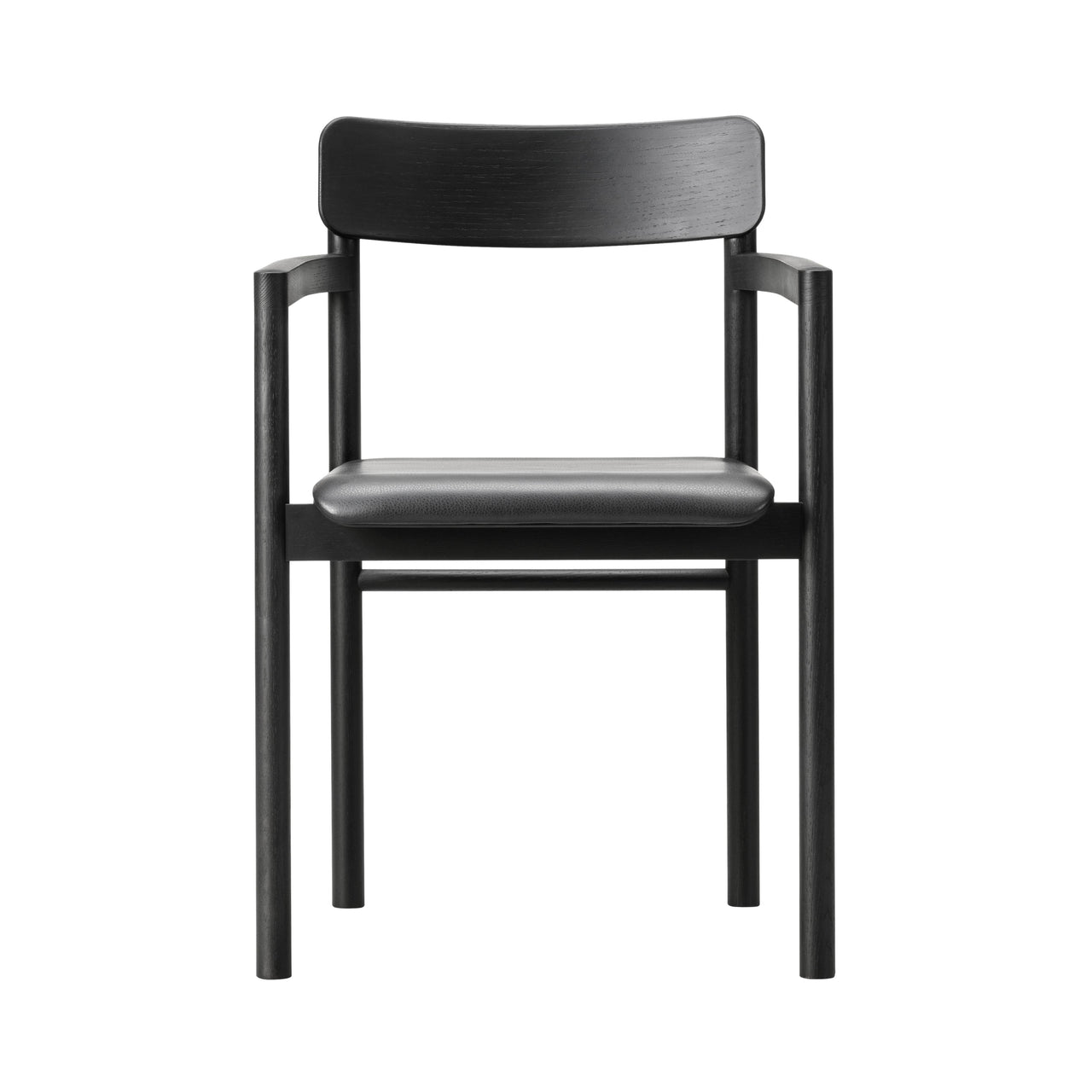 Post Armchair: Seat Upholstered + Black Lacquered Oak