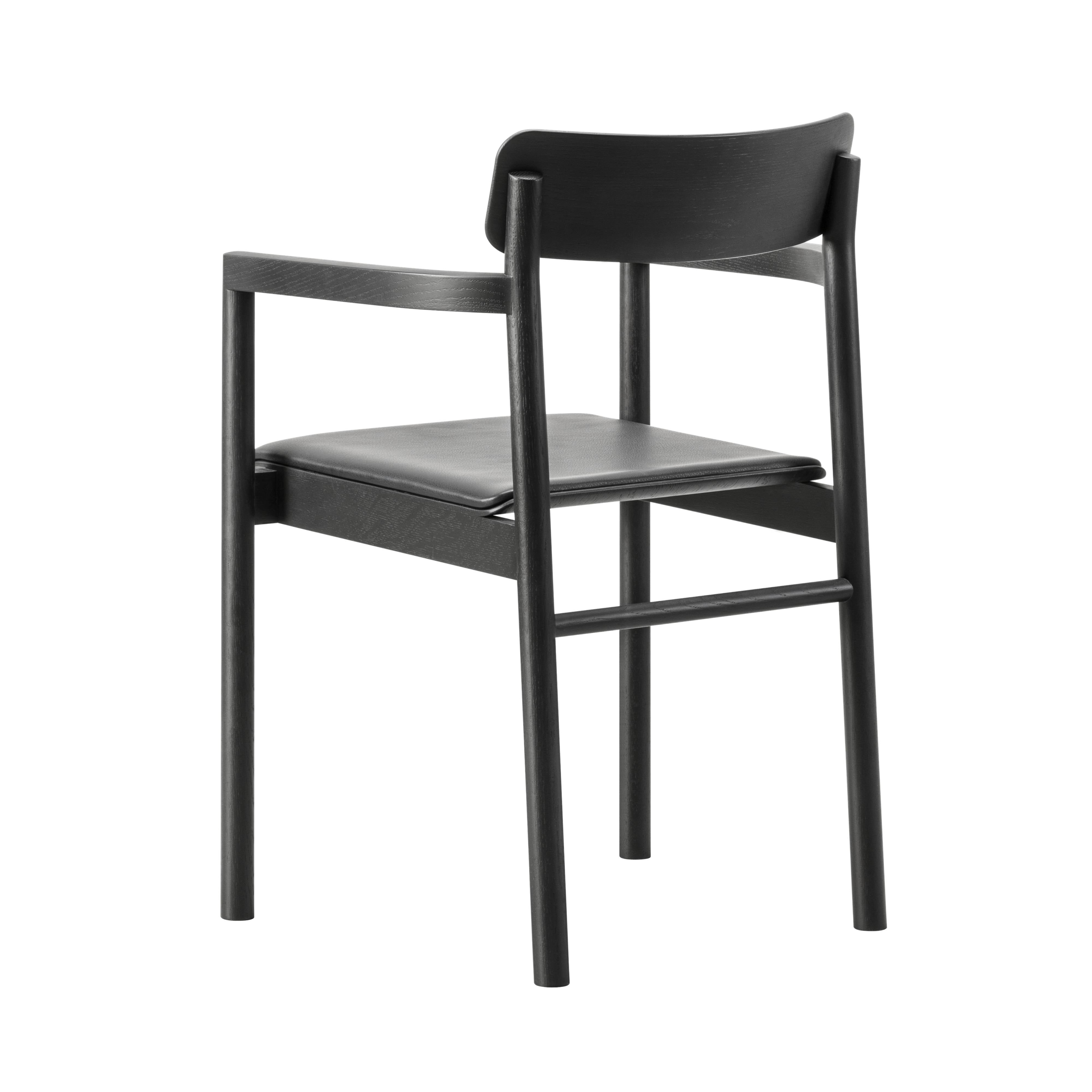 Post Armchair: Seat Upholstered + Black Lacquered Oak
