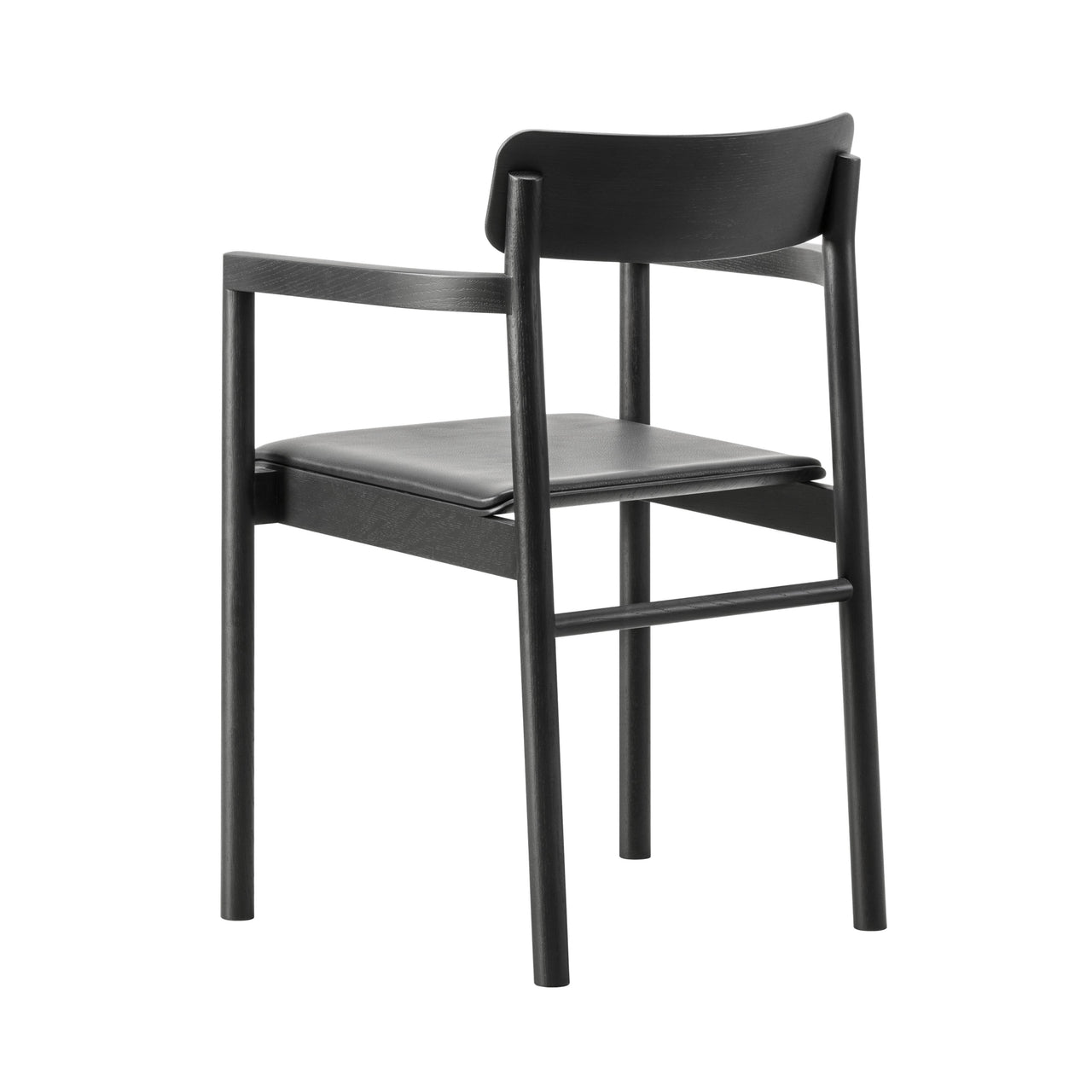 Post Armchair: Seat Upholstered + Black Lacquered Oak