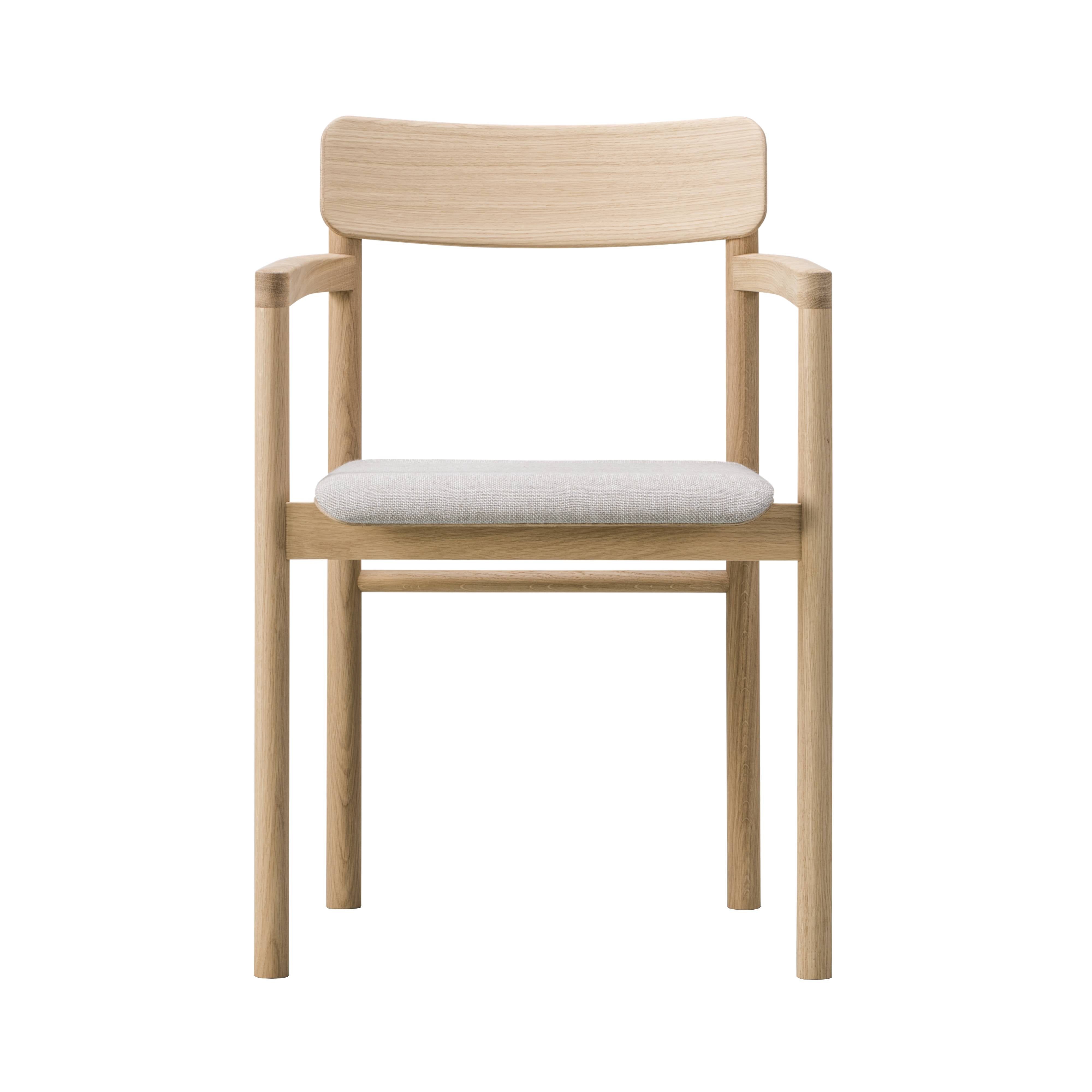 Post Armchair: Seat Upholstered + Lacquered Oak