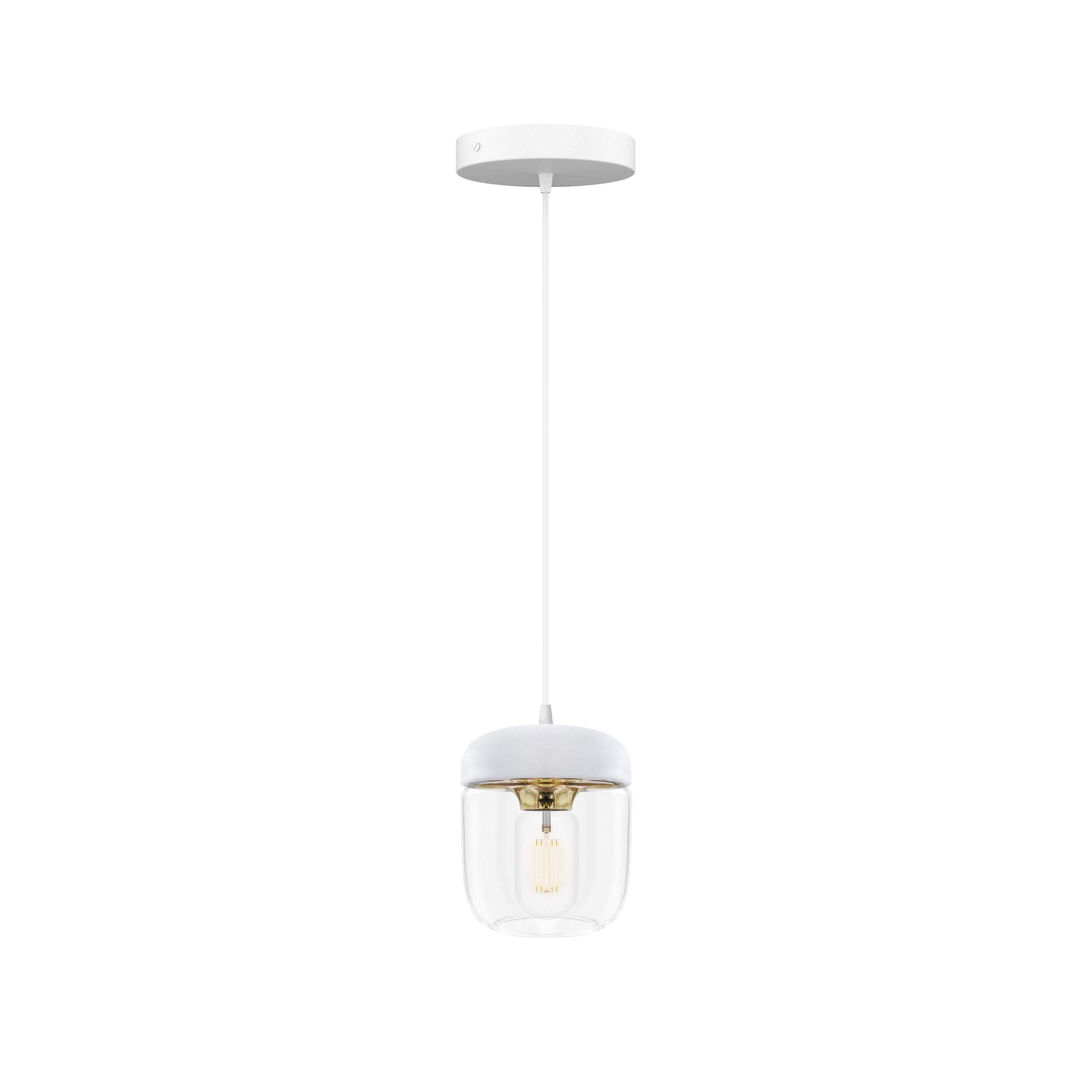 Acorn Pendant: White + Polished Brass + White (Canopy)