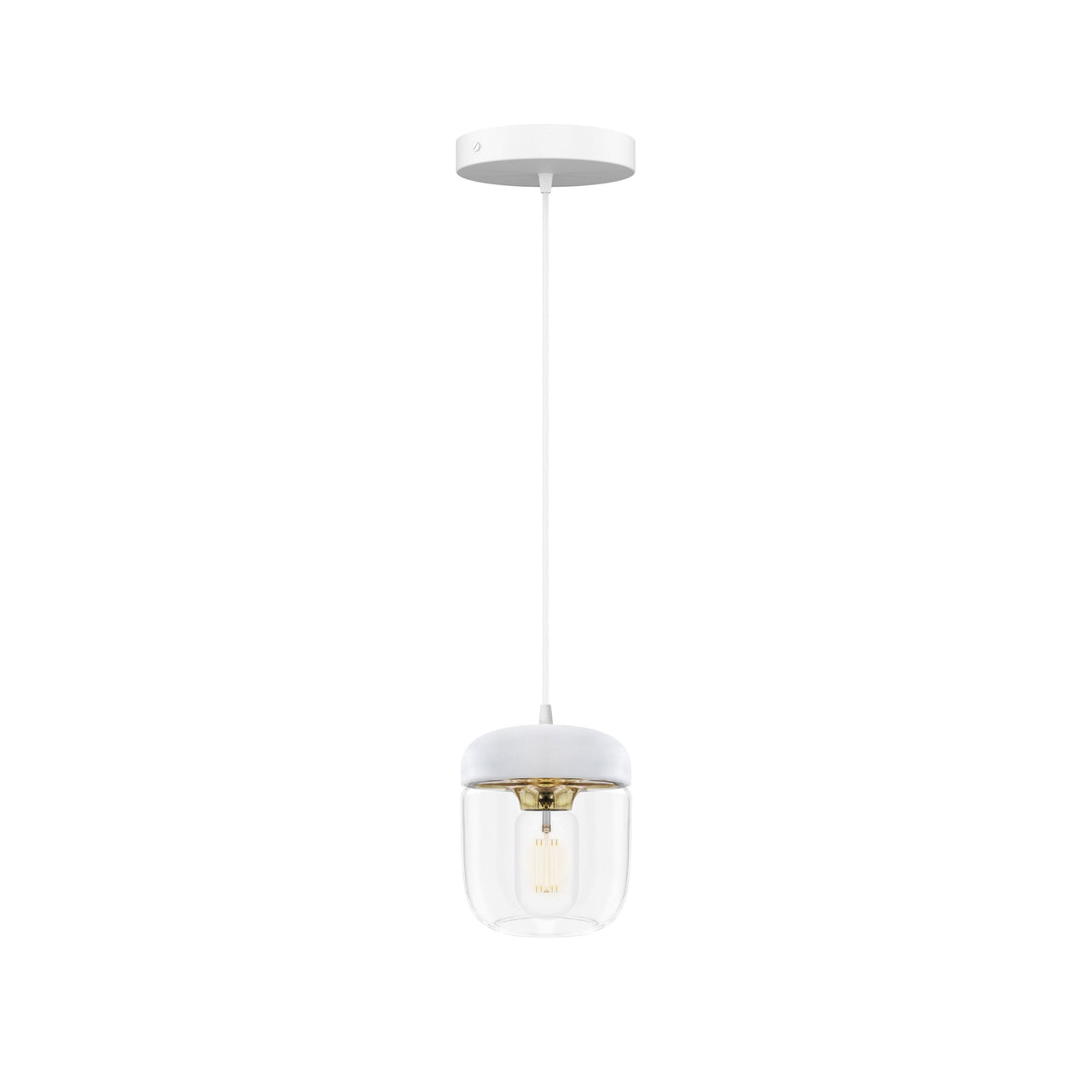 Acorn Pendant: White + Polished Brass + White (Canopy)