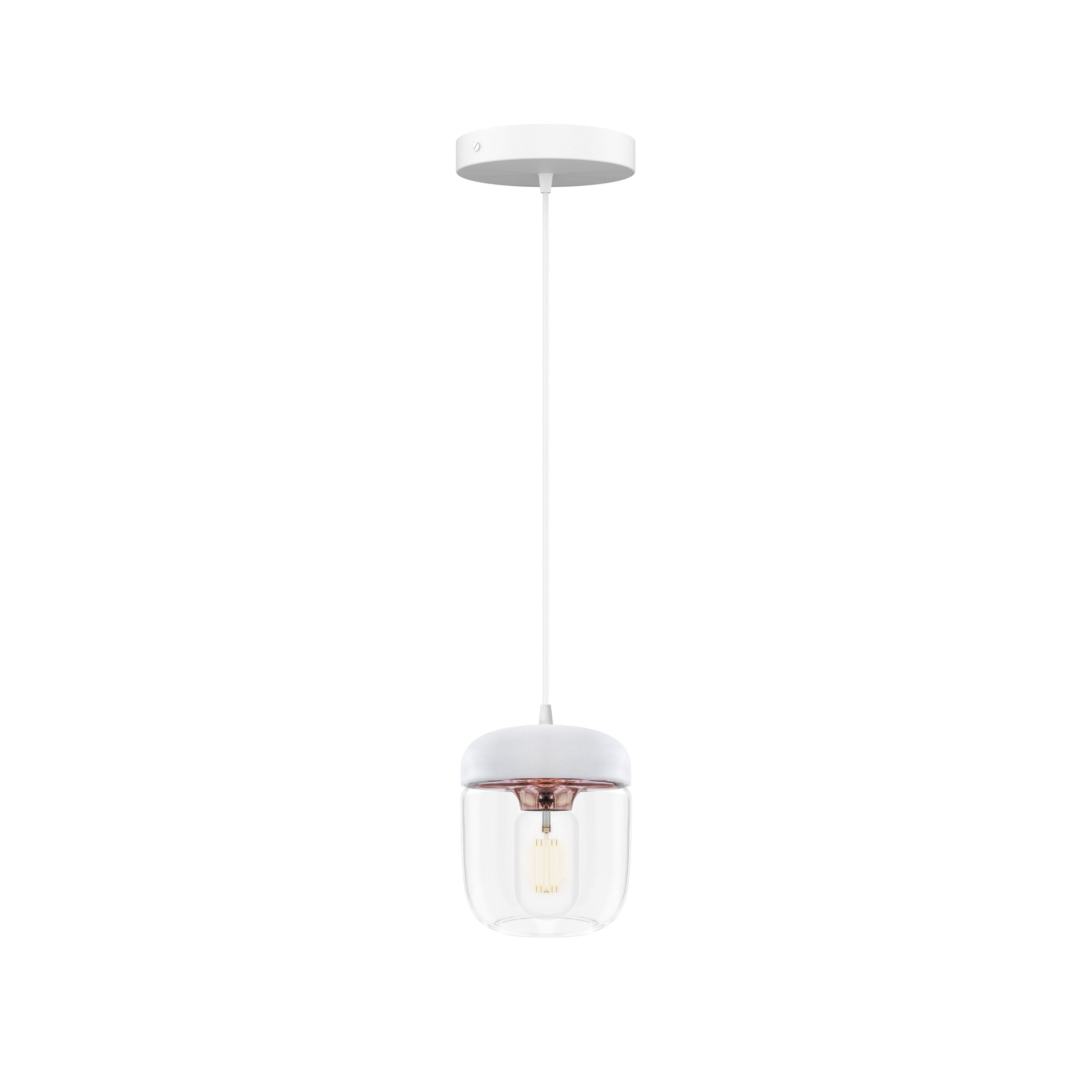 Acorn Pendant: White + Polished Copper + White (Canopy)