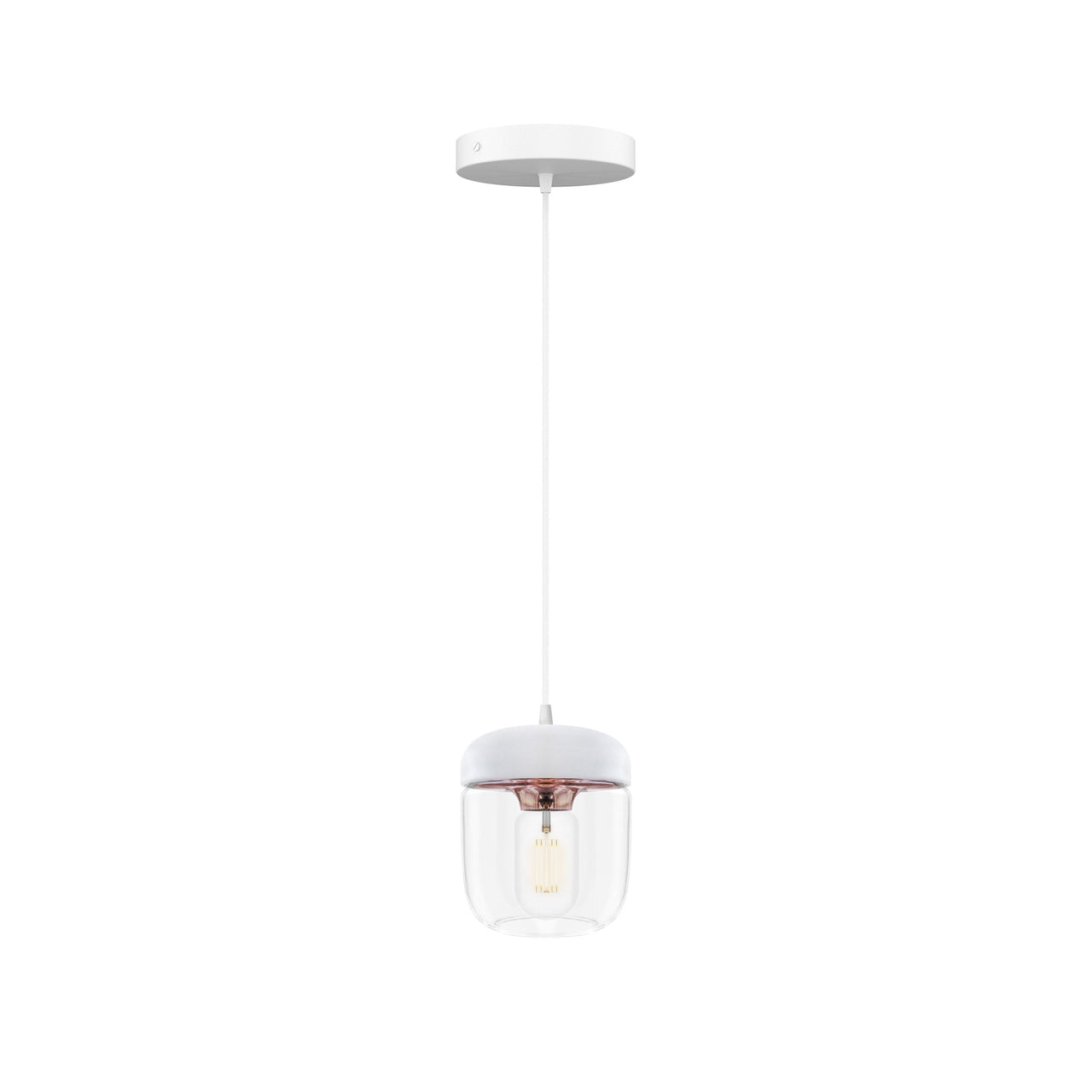 Acorn Pendant: White + Polished Copper + White (Canopy)