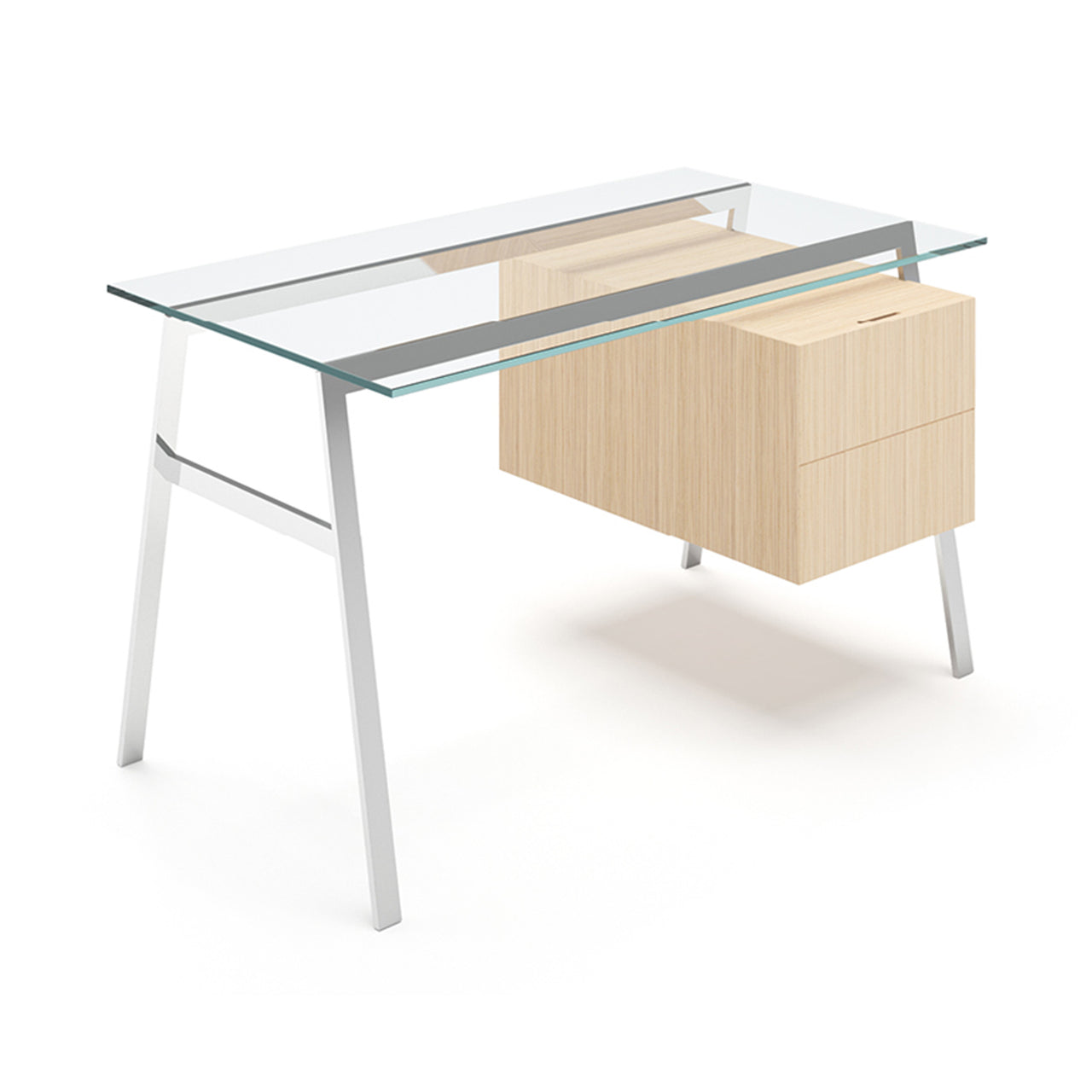Homework 1 Desk: Double Drawer Right + Chrome + Oak + Glass