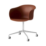 Elefy Chair JH36: Swivel Base + Castors + Copper Brown + Polished Aluminum