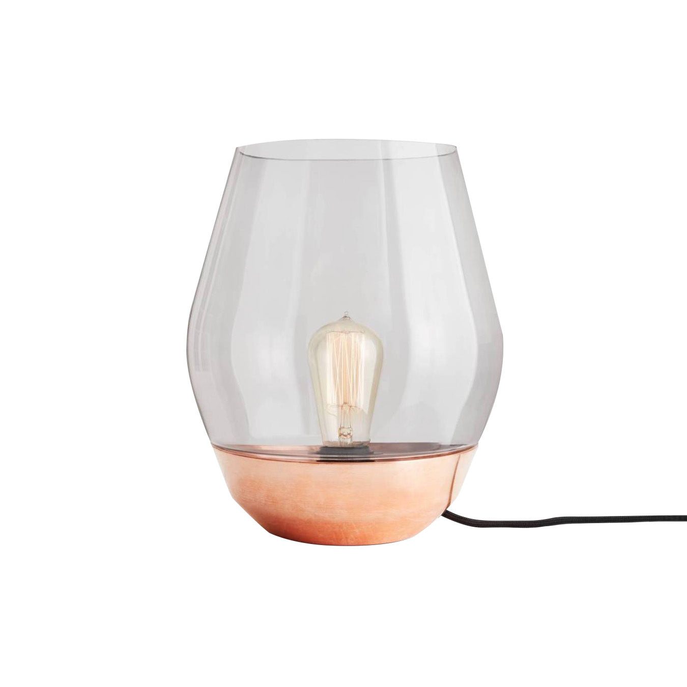 Bowl Table Lamp: Raw Copper + Light Smoked Glass