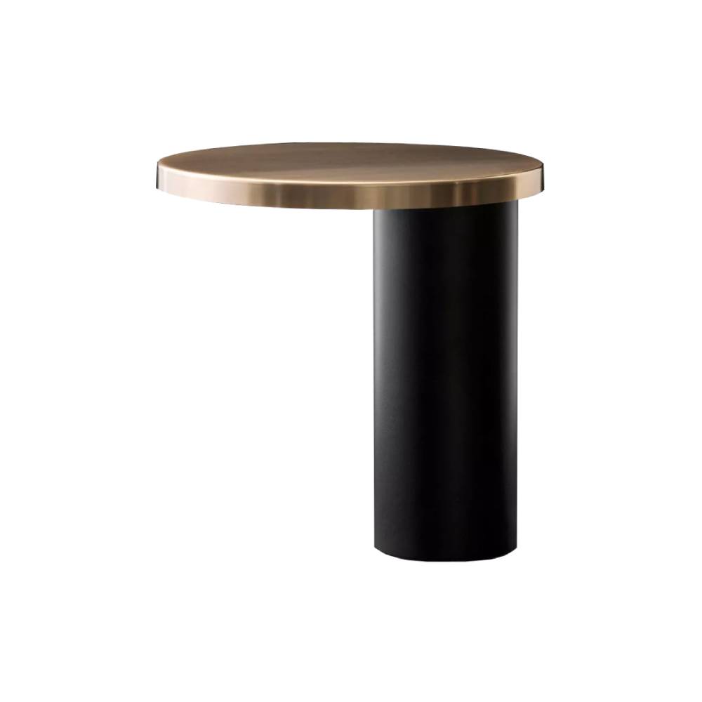 Cylinda Table Lamp: Matt Black + Satin Gold