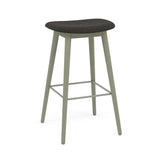Fiber Bar + Counter Stool: Wood Base + Upholstered + Bar + Dusty Green