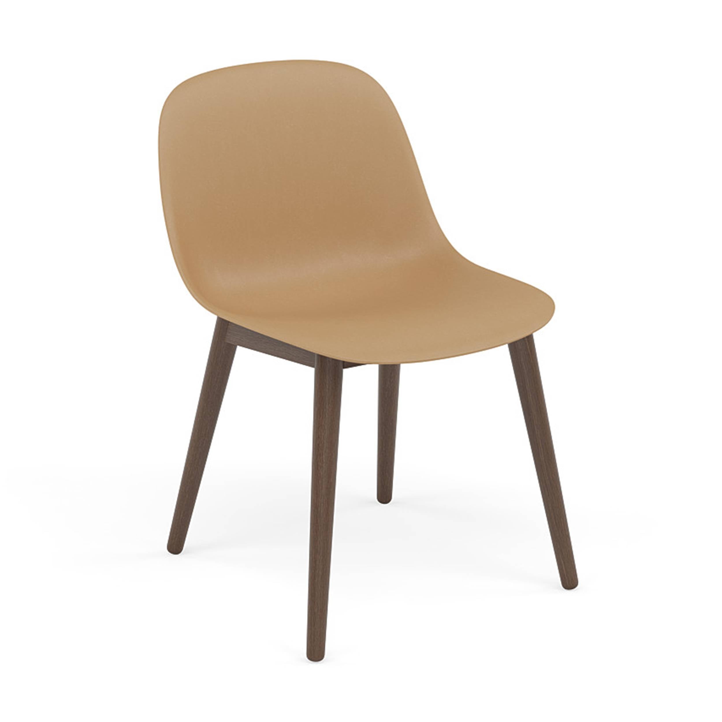 Fiber Side Chair: Wood Base + Recycled Shell +  Stained Dark Brown + Ochre