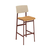 Loft Bar Stool: Upholstered + Deep Red + Oak