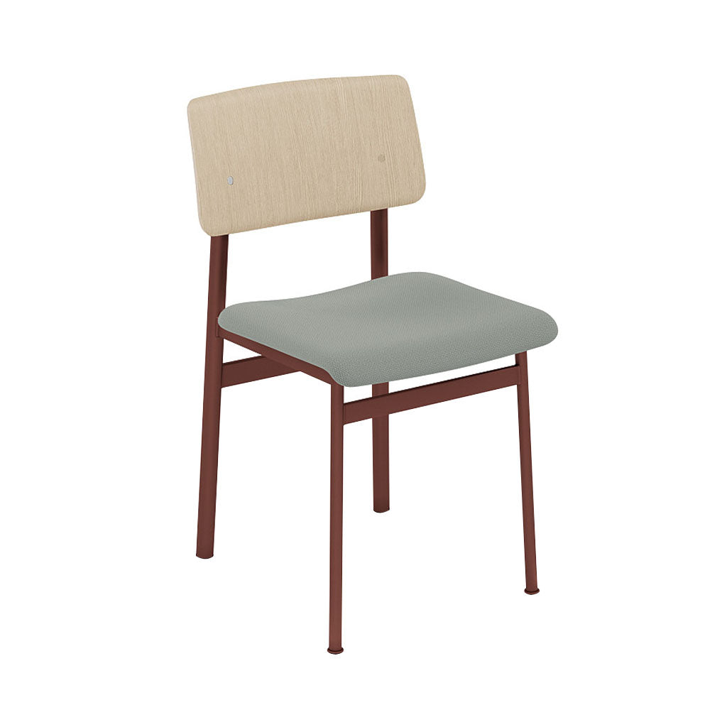 Loft Chair: Upholstered + Deep Red + Oak