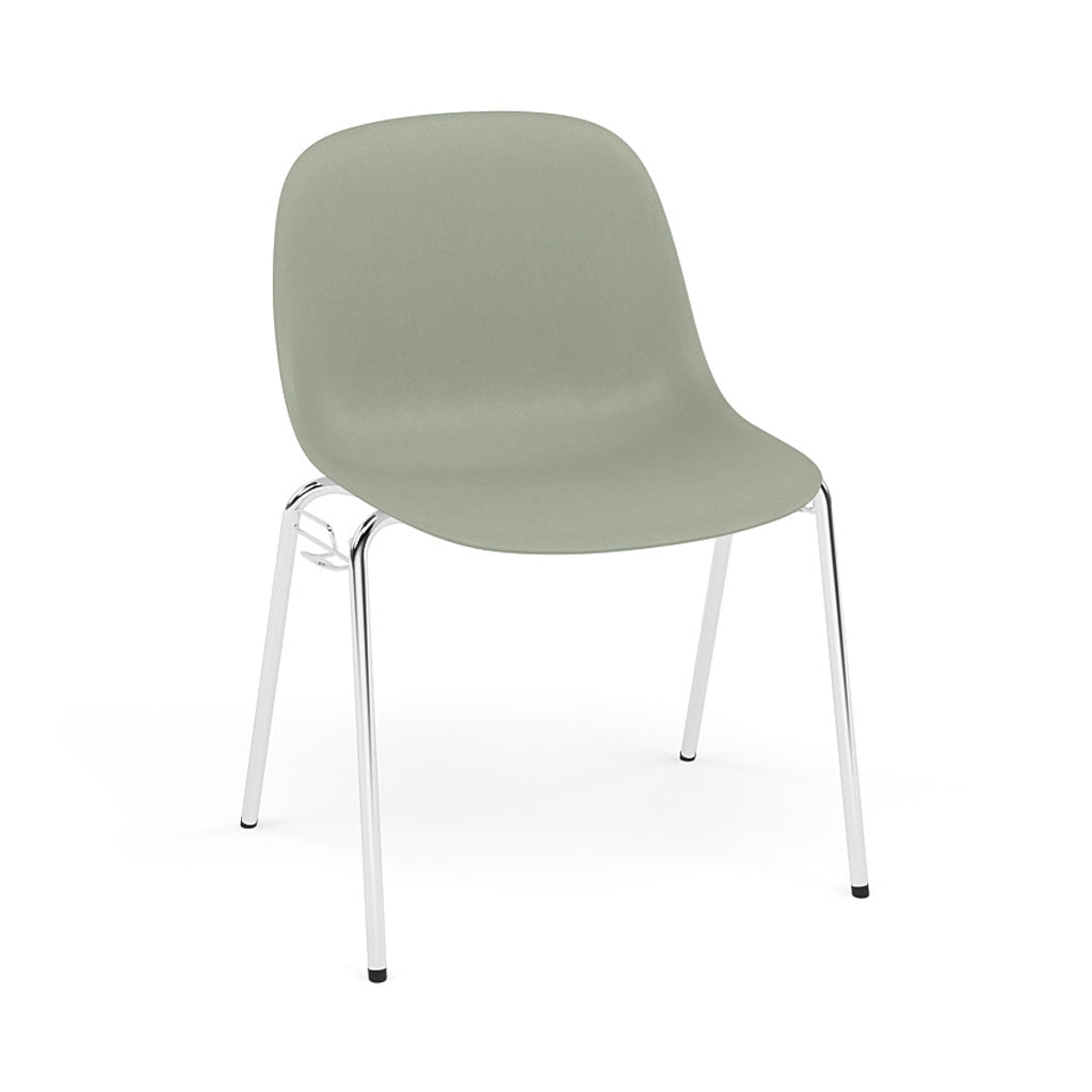 Fiber Side Chair: A-Base with Linking Device + Felt Glides + Dusty Green