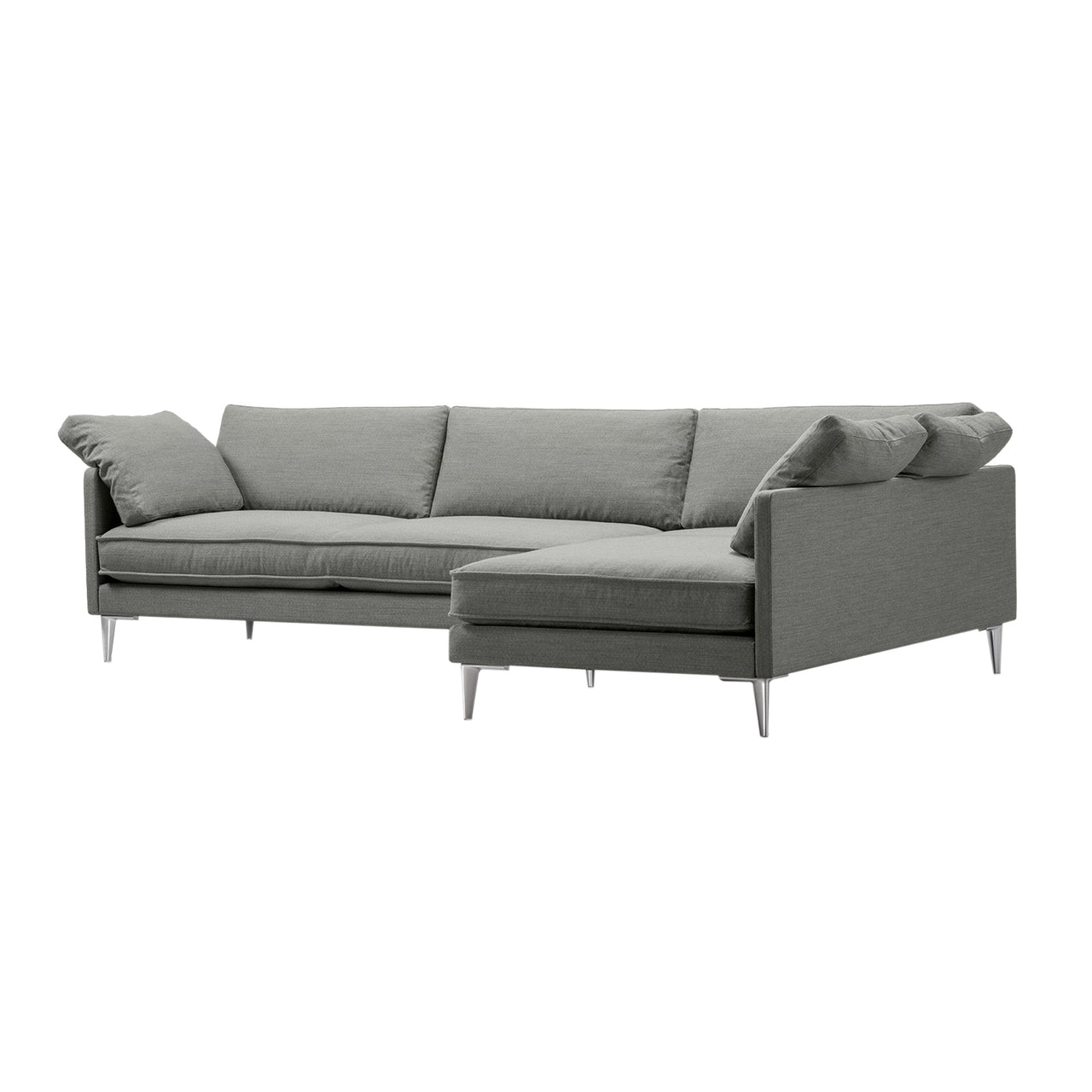 EJ295 Chaise Sofa: Small + Chrome + Right (With Cushion)