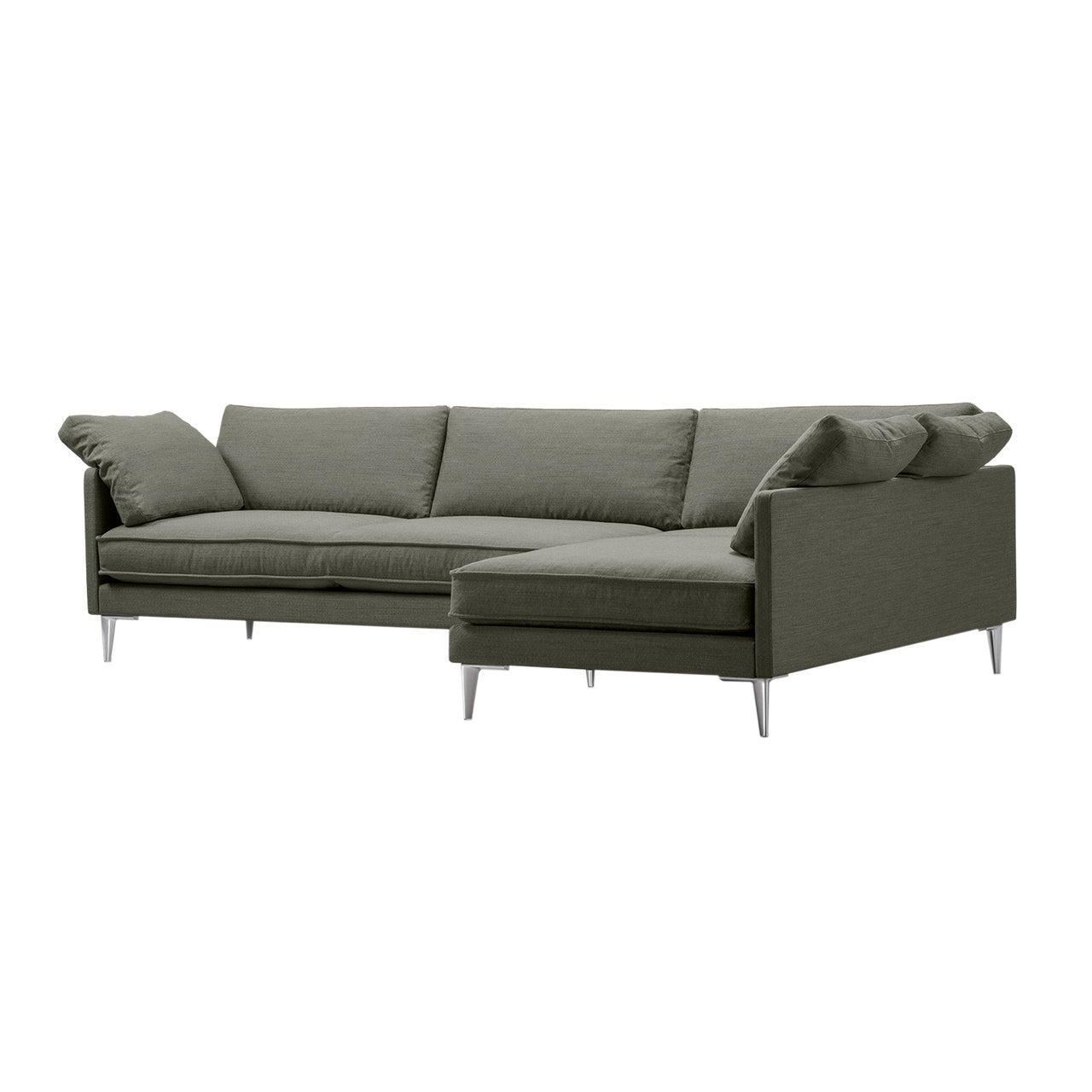 EJ295 Chaise Sofa: Small + Chrome + Right (With Cushion)
