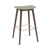 Fiber Bar + Counter Stool: Wood Base + Bar + Stained Dark Brown + Dusty Green