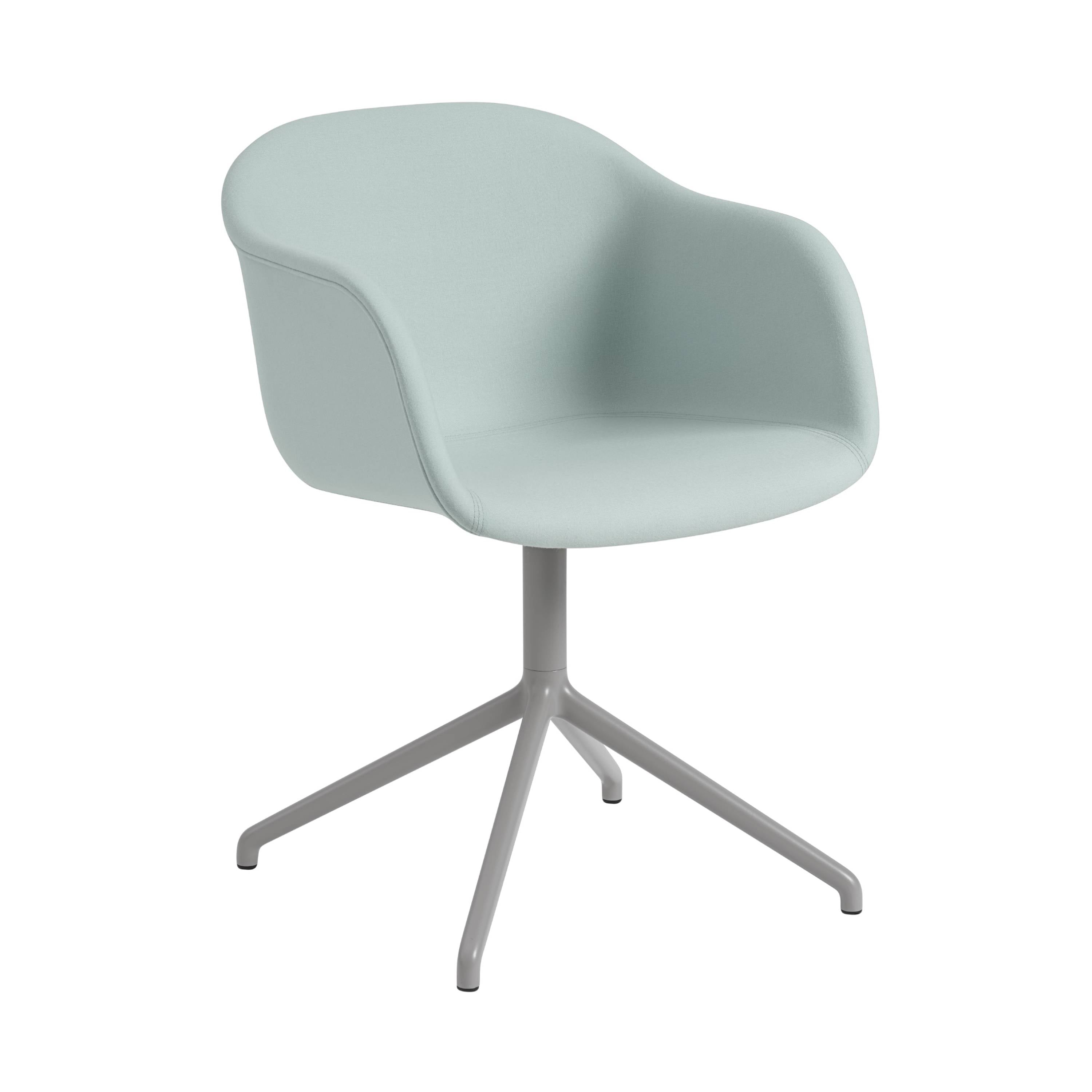Fiber Armchair: Swivel Base + Upholstered + Grey