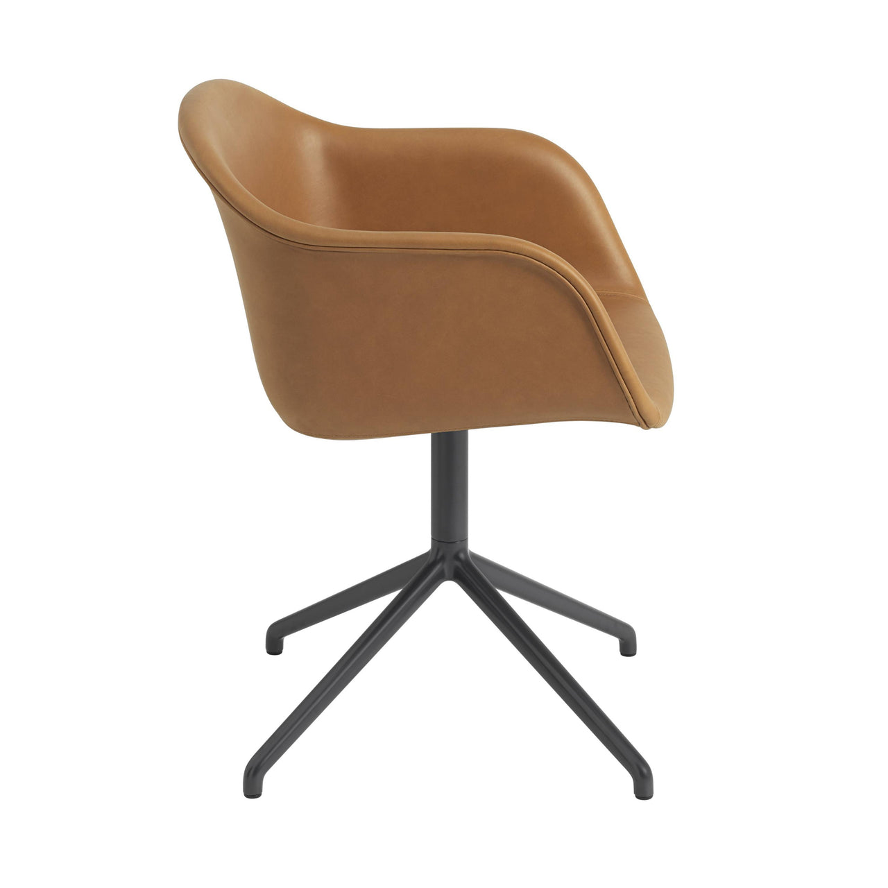 Fiber Armchair: Swivel Base + Upholstered + Anthracite Black