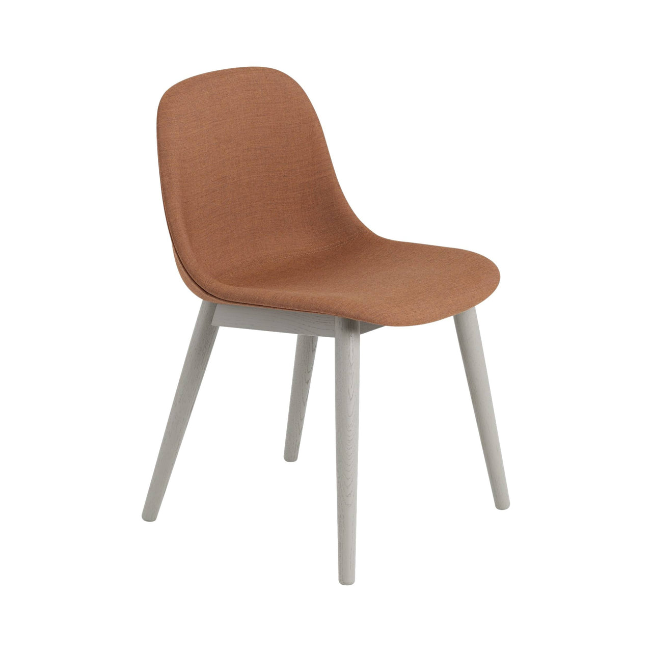 Fiber Side Chair: Wood Base + Recycled Shell + Upholstered + Grey