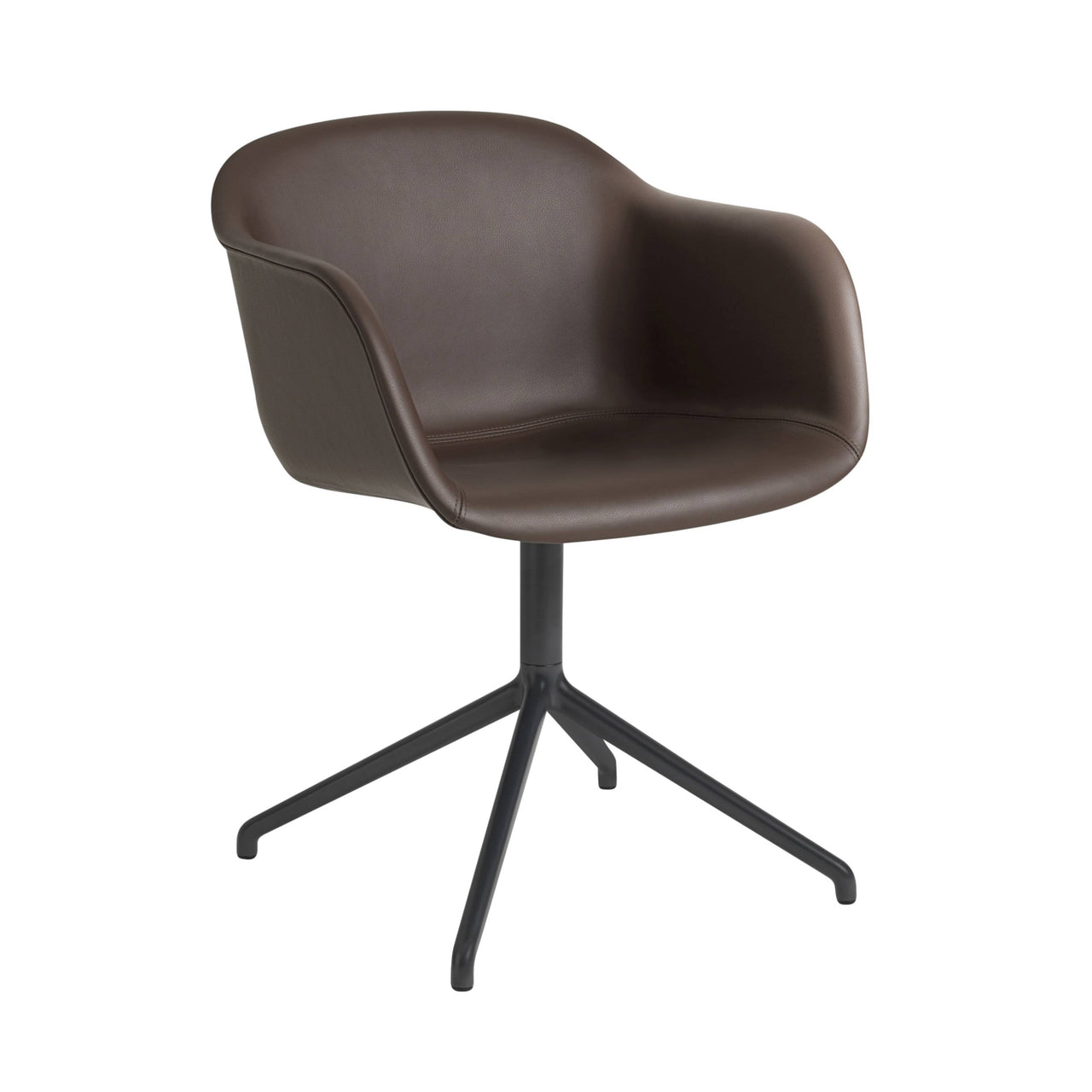 Fiber Armchair: Swivel Base + Upholstered + Anthracite Black