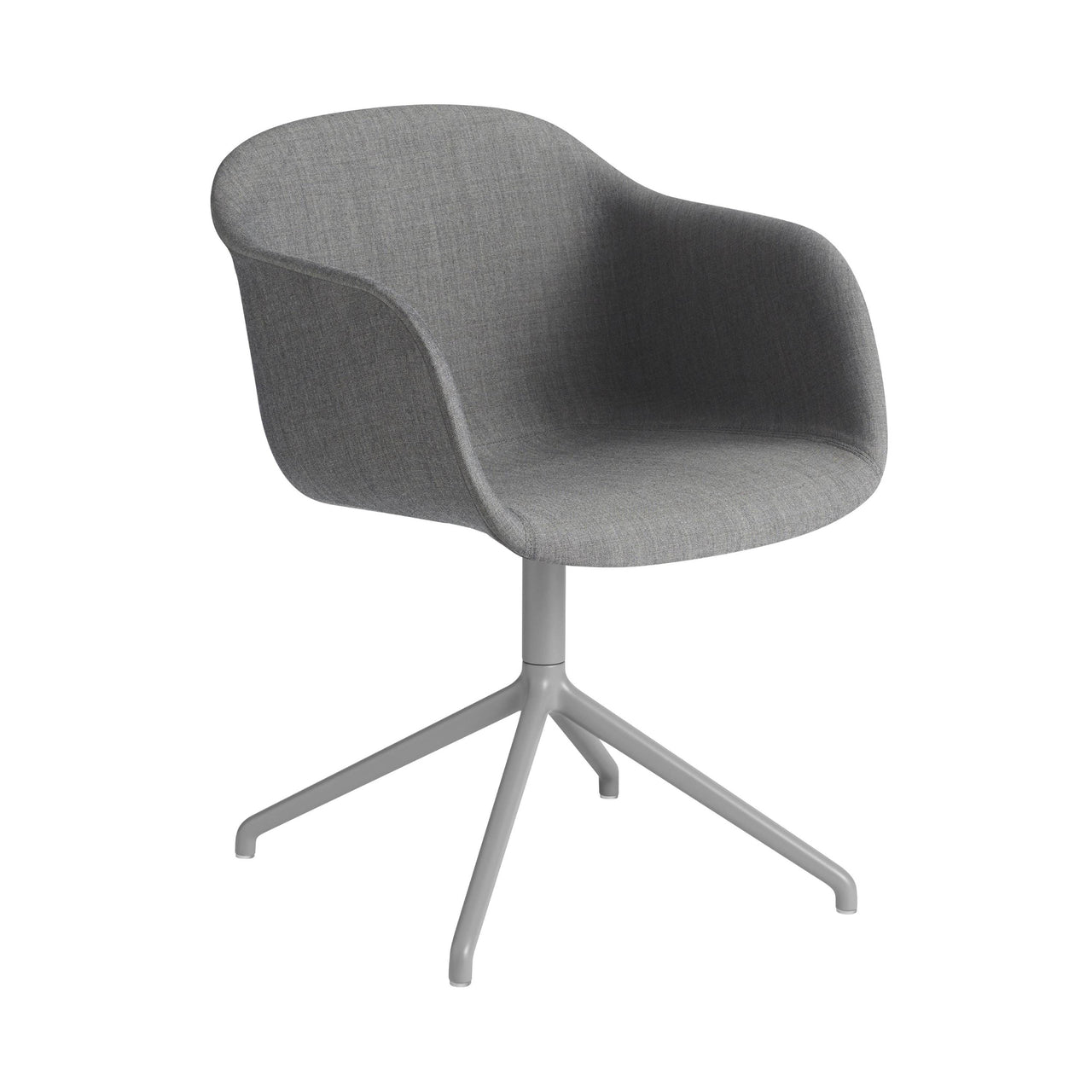 Fiber Armchair: Swivel Base + Upholstered + Grey