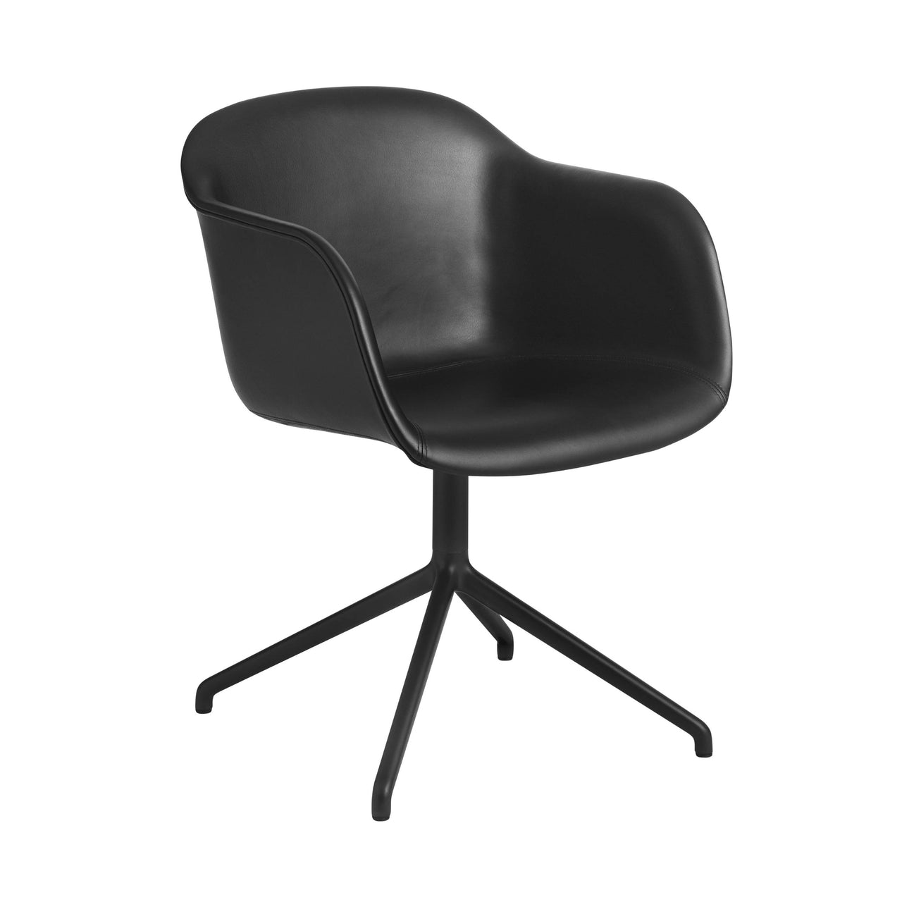 Fiber Armchair: Swivel Base + Upholstered + Anthracite Black