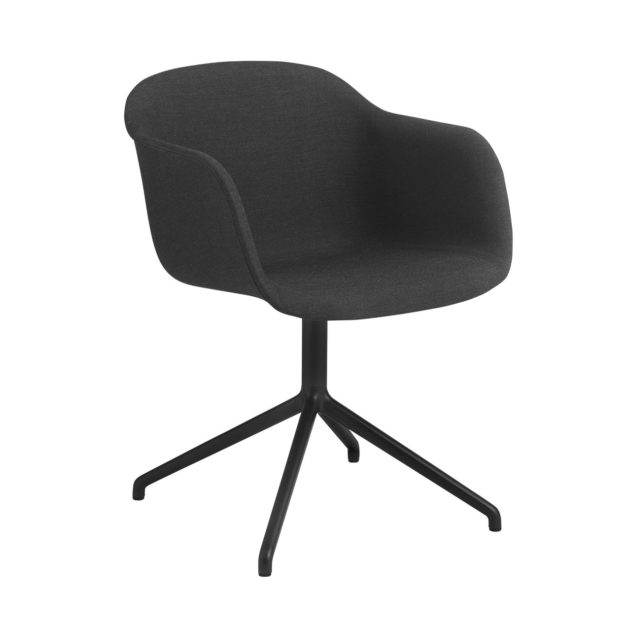 Fiber Armchair: Swivel Base + Upholstered + Anthracite Black