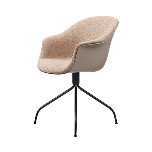 Bat Meeting Chair: 4 Star Swivel Base + Front Upholstery + Black Matt + New Beige
