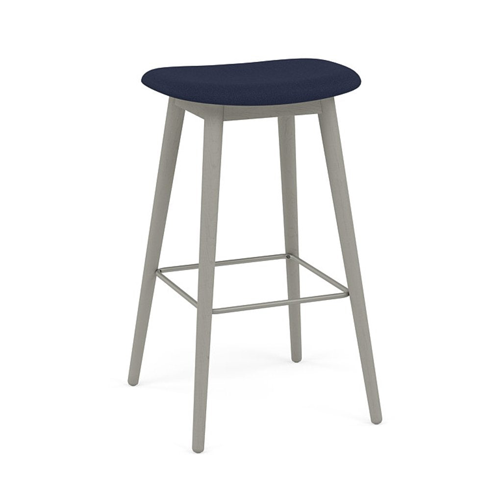 Fiber Bar + Counter Stool: Wood Base + Upholstered + Bar + Grey