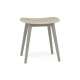 Fiber Stool: Wood Base + Upholstered + Grey