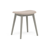 Fiber Stool: Wood Base + Upholstered + Grey