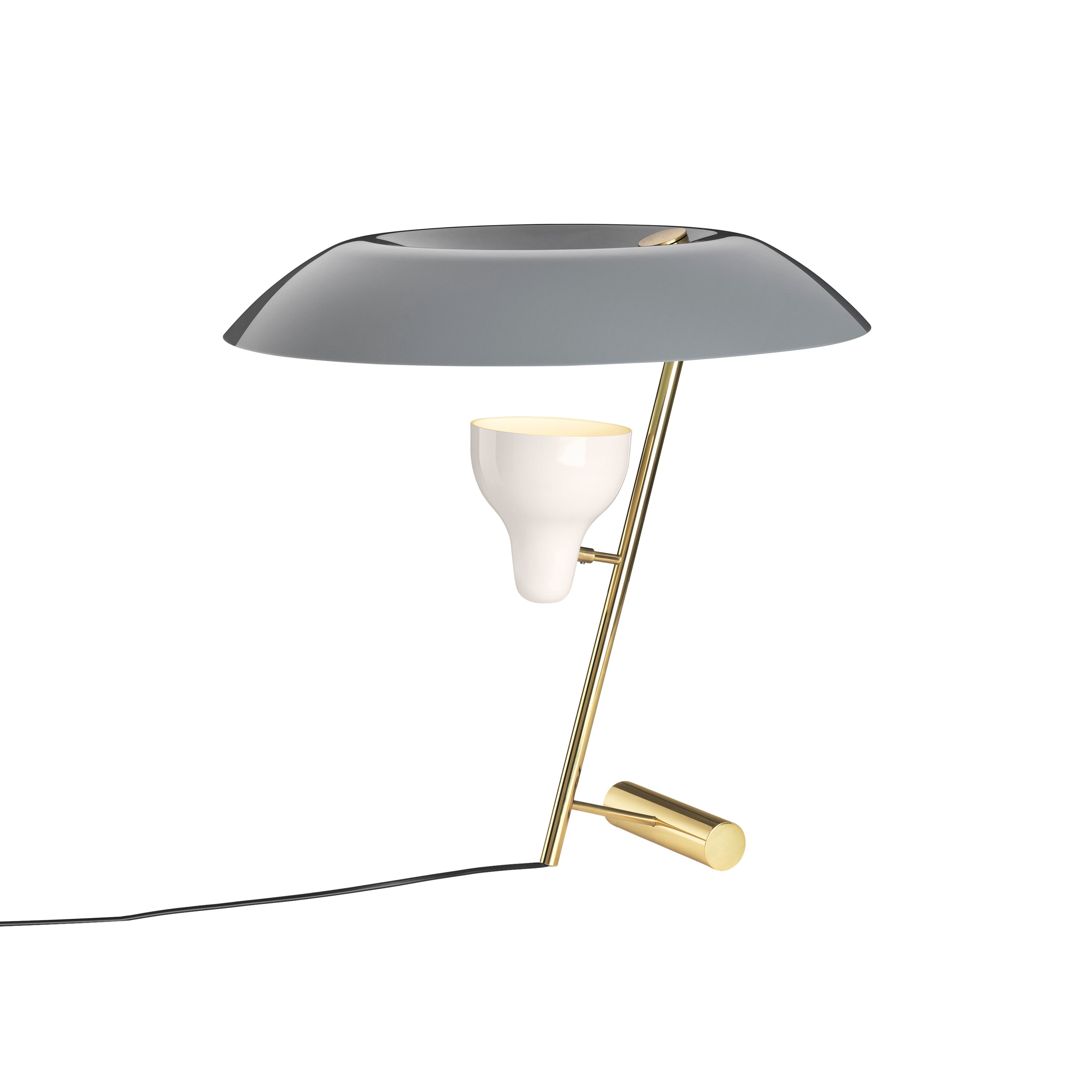 Model 548 Table Lamp: Polished Brass + Grey