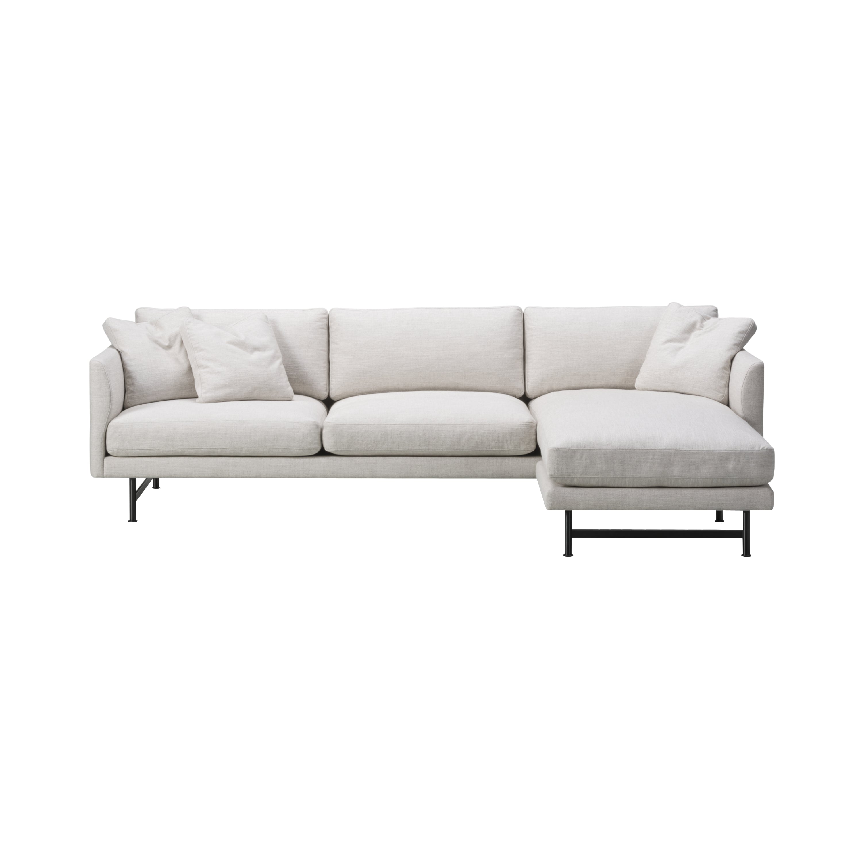 Calmo 3 Seater Chaise: Metal Base + Small - 98.4