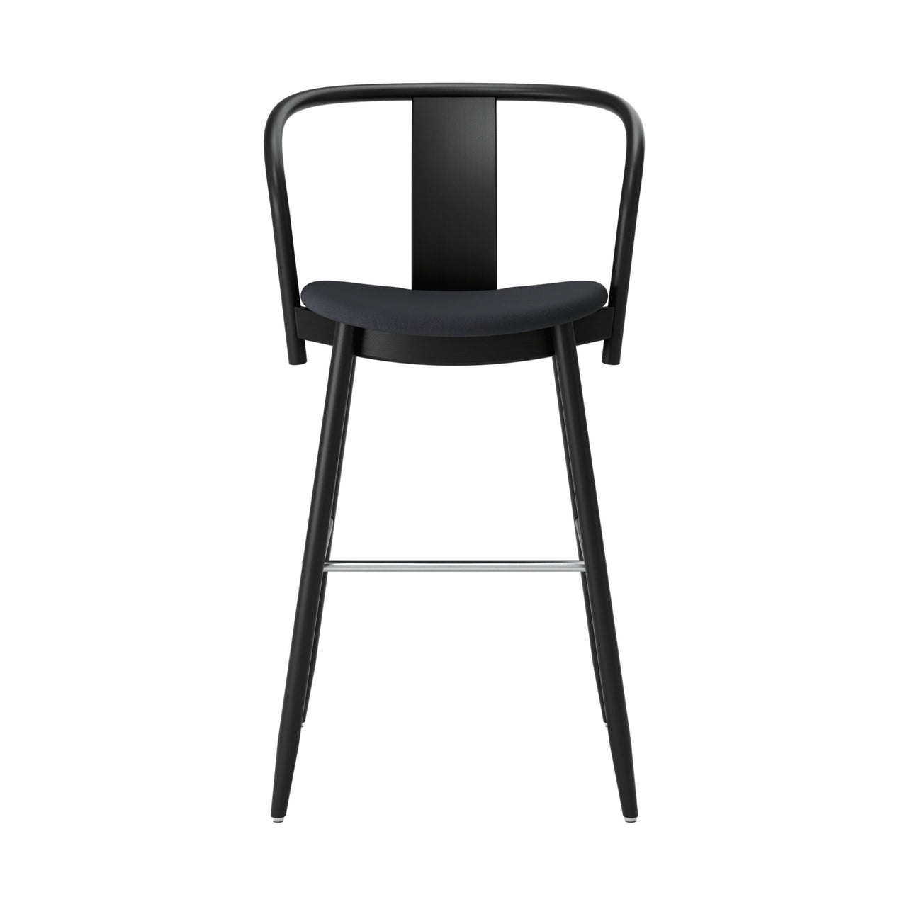 Icha Bar + Counter Chair: Upholstered + Bar + Black Stained Beech