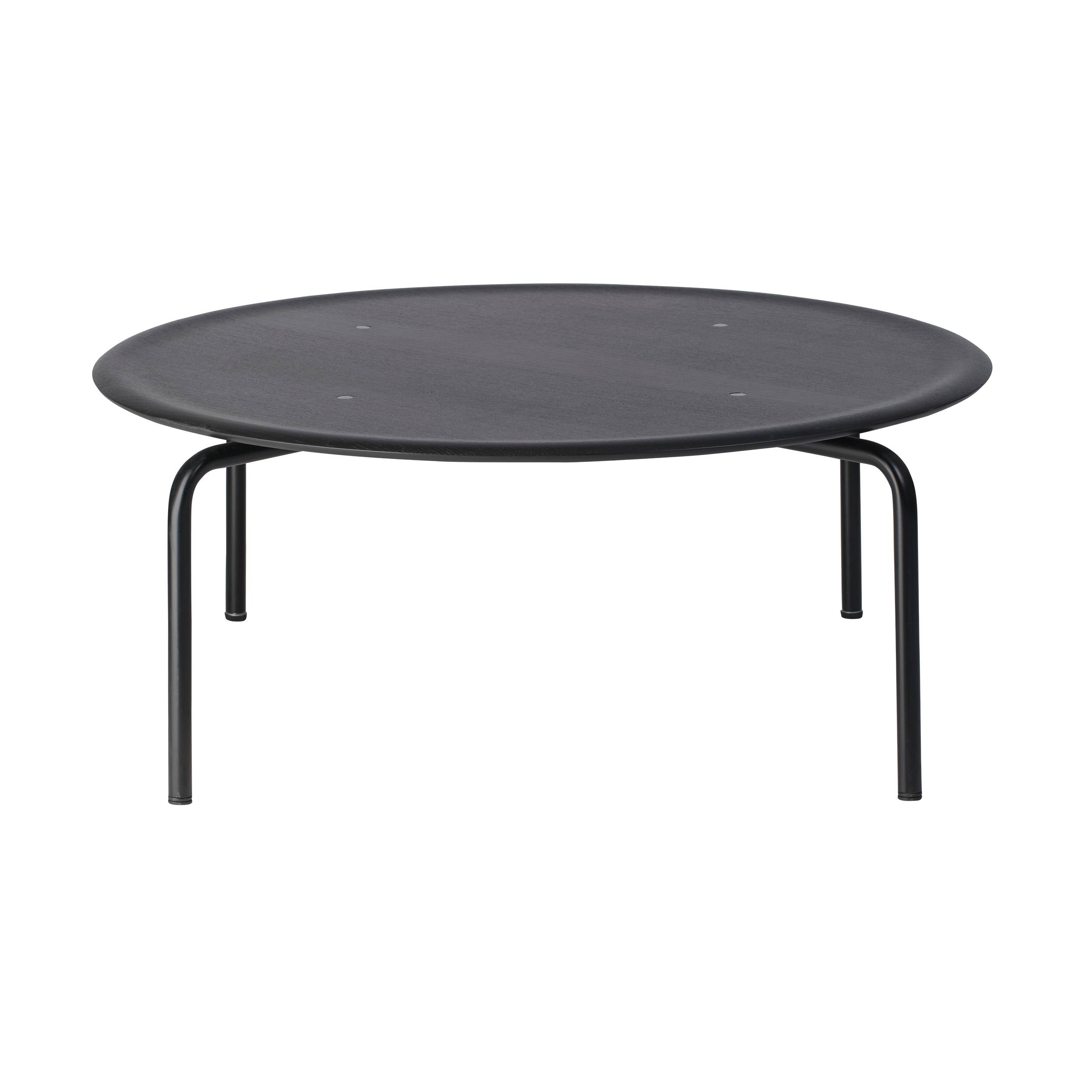 Kevi 2001 Coffee Table: Round + Black Veneer + Powder Coated Black
