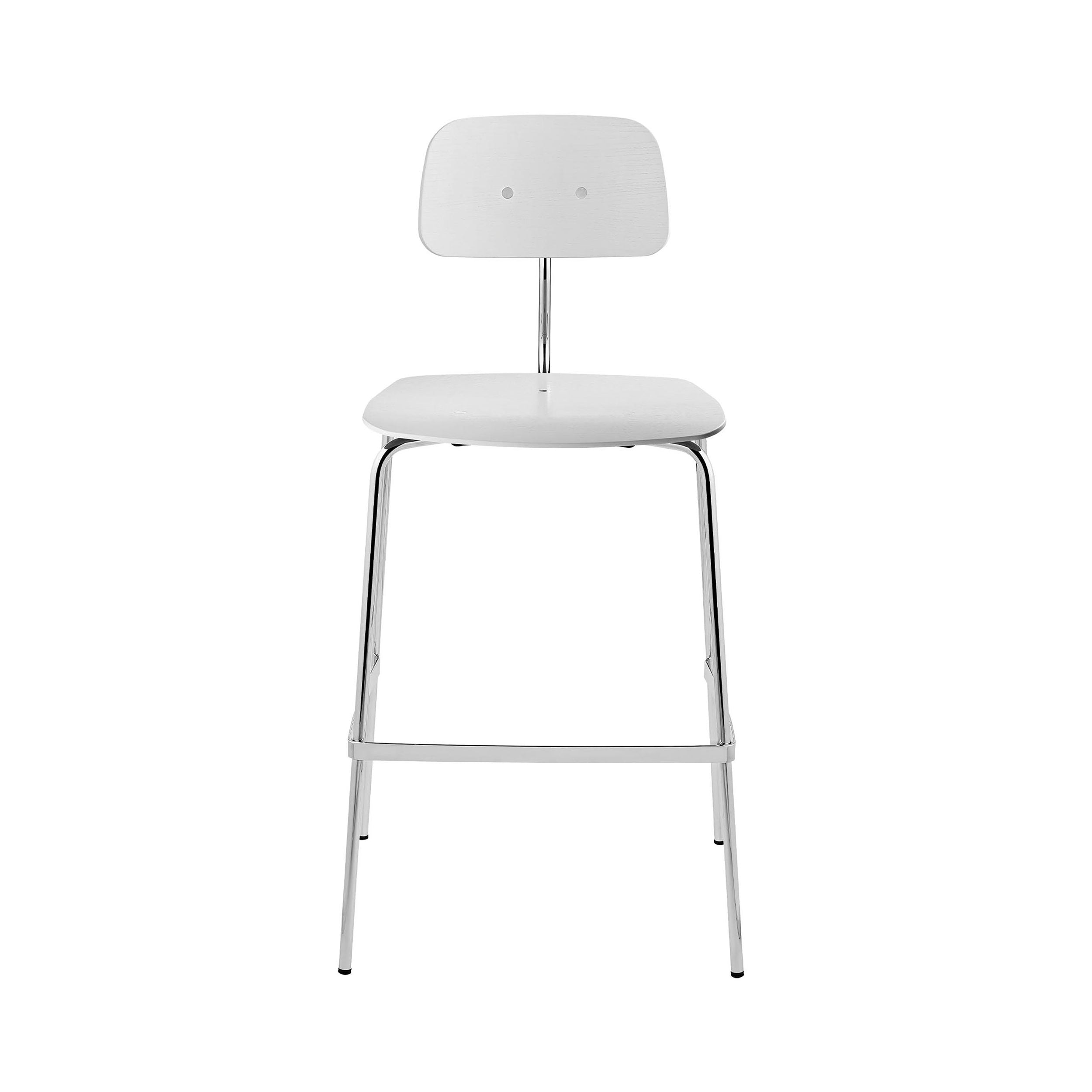 Kevi 2062 Bar Chair: 4-Legs + White Lazure + Polished Chrome
