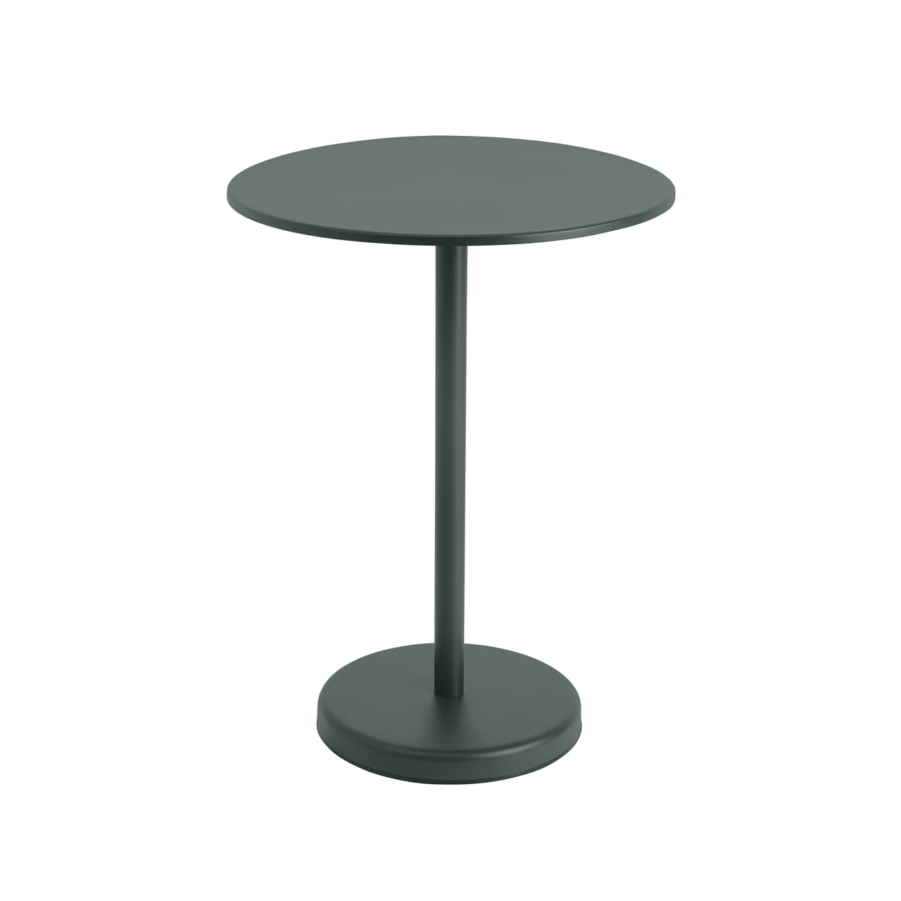 Linear Steel Café Table: Medium + Dark Green + Round