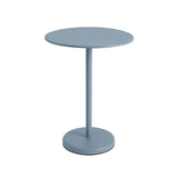 Linear Steel Café Table: Medium + Pale Blue + Round