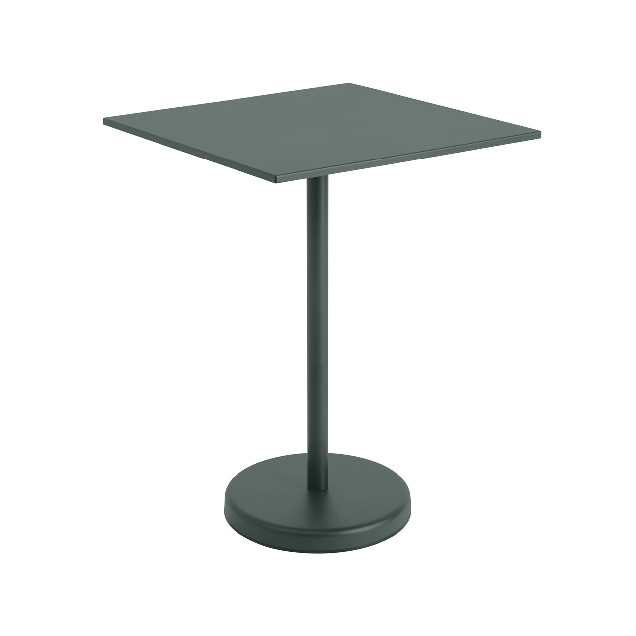 Linear Steel Café Table: Medium + Dark Green + Square